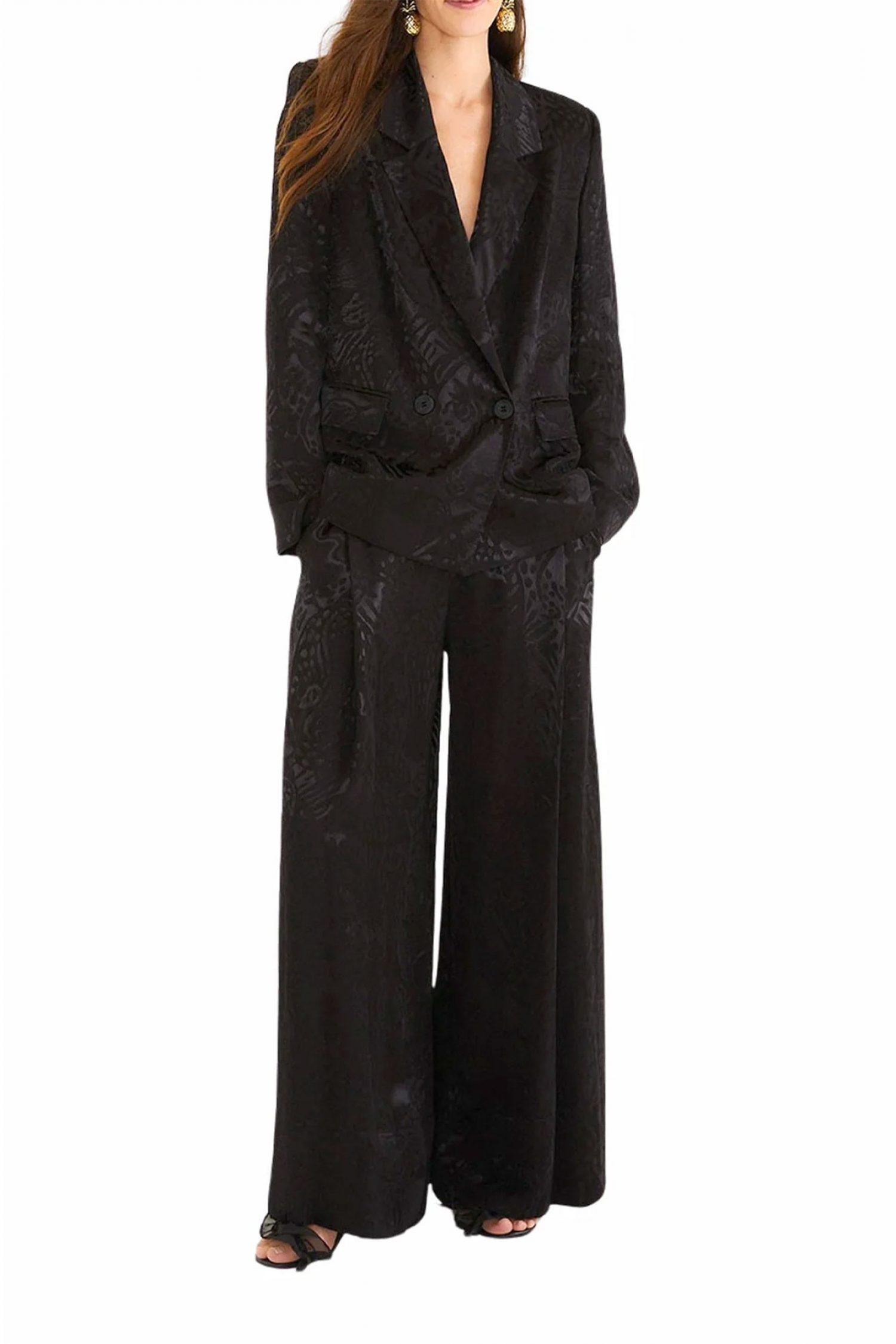 FARM RIO ΣΑΚΑΚΙ ΣΤΑΥΡΩΤΟ LEOPARD JACQUARD ALL OVER PRINT ΒΑΤΕΣ ΜΕ ΟΨΗ ΣΑΤΕΝ ΜΑΥΡΟ