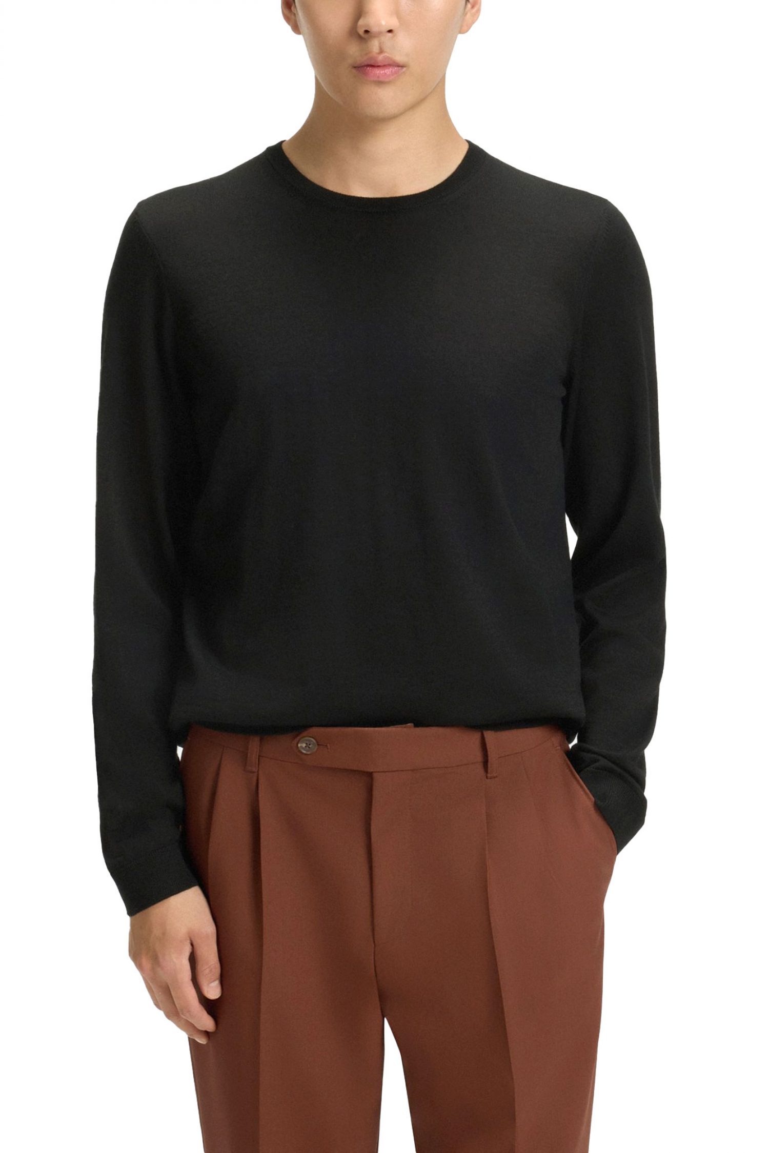 BOSS ΠΛΕΚΤΟ CREW NECK LENO-P ΜΑΥΡΟ