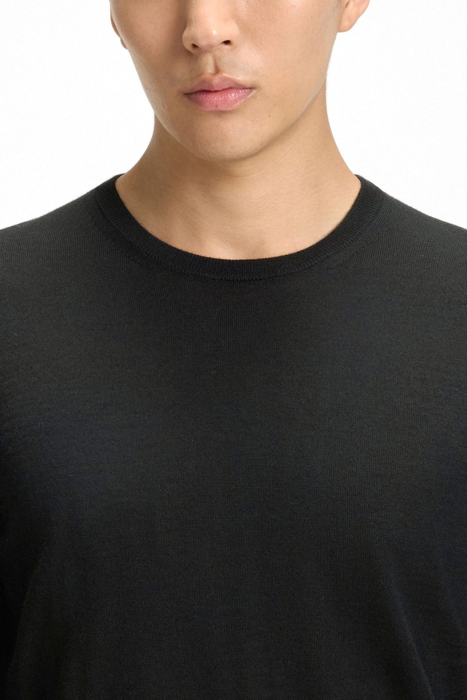 BOSS ΠΛΕΚΤΟ CREW NECK LENO-P ΜΑΥΡΟ