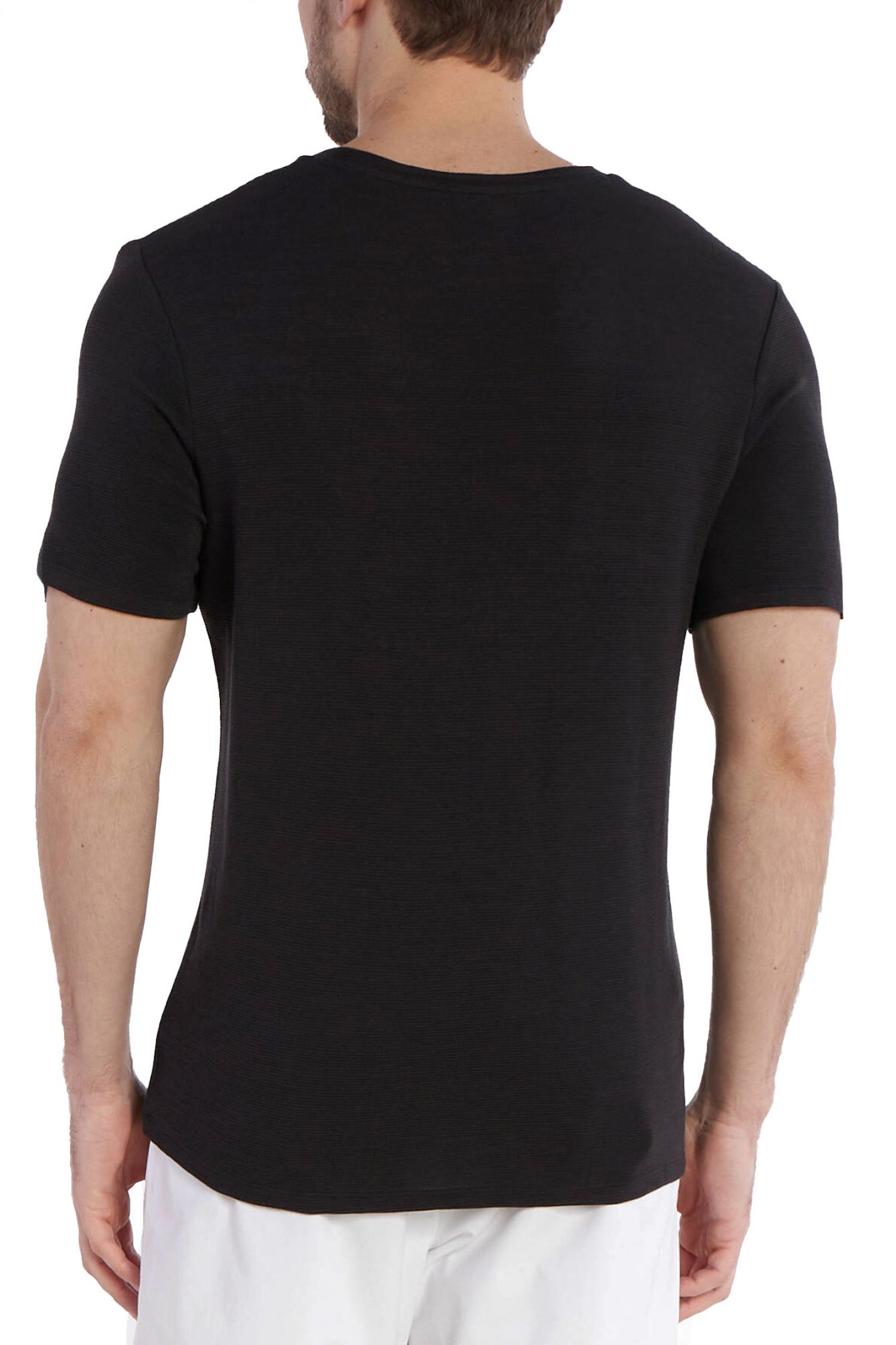 BOSS HOMEWEAR T-SHIRT RIB ΜΑΥΡΟ