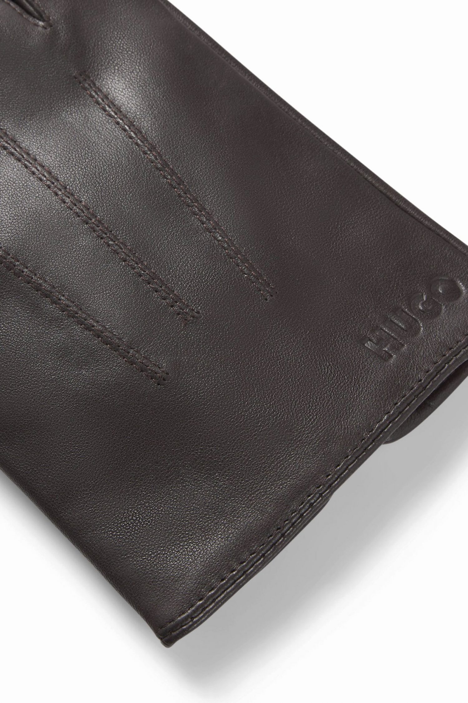 HUGO ΓΑΝΤΙΑ ΔΕΡΜΑ JAAN LOGO ΣΚΟΥΡΟ ΚΑΦΕ