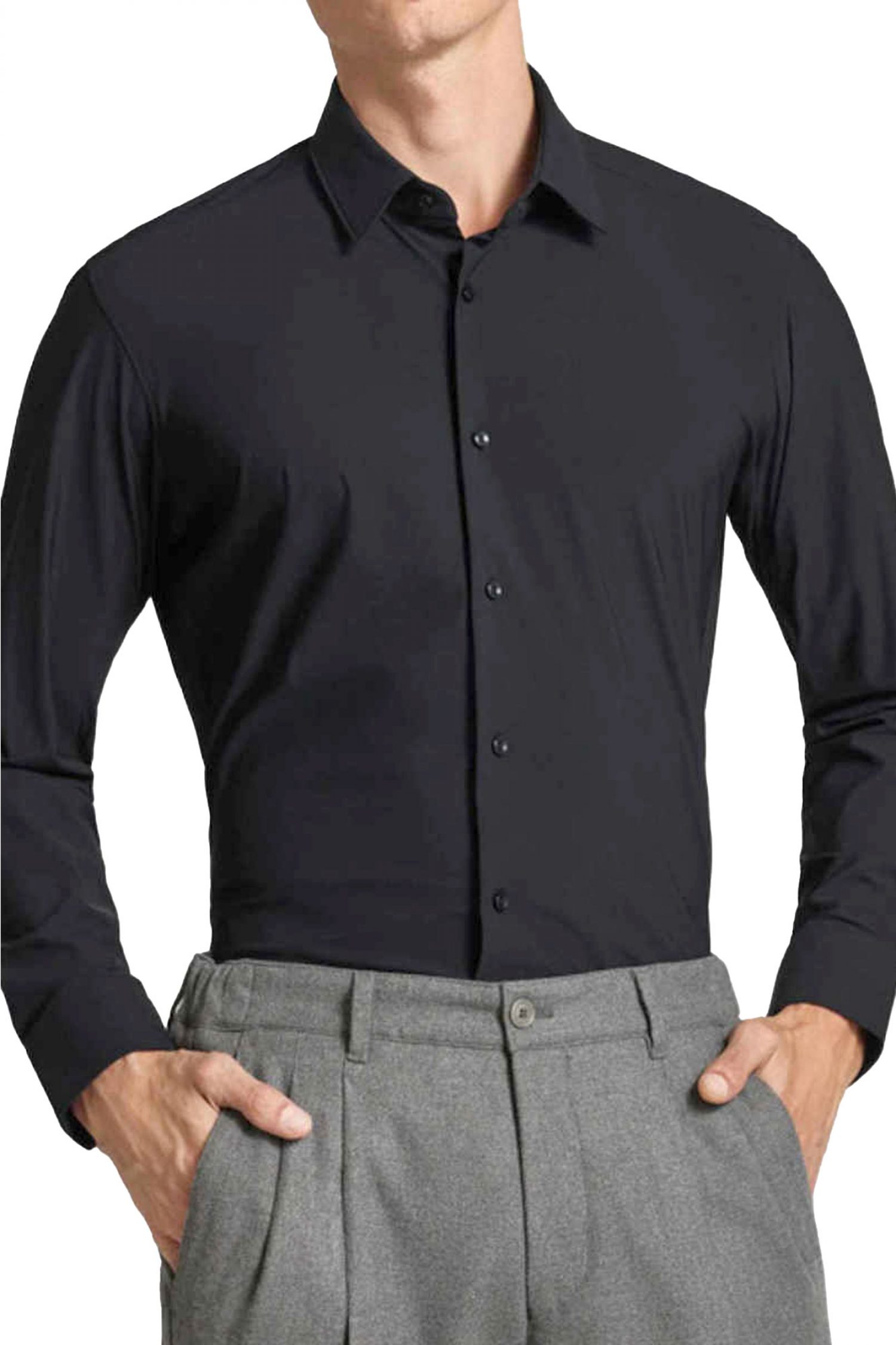 BOSS PERFORMANCE ΠΟΥΚΑΜΙΣΟ REGULAR FIT P-JOE-S-KENT-C1-222 ΜΑΥΡΟ