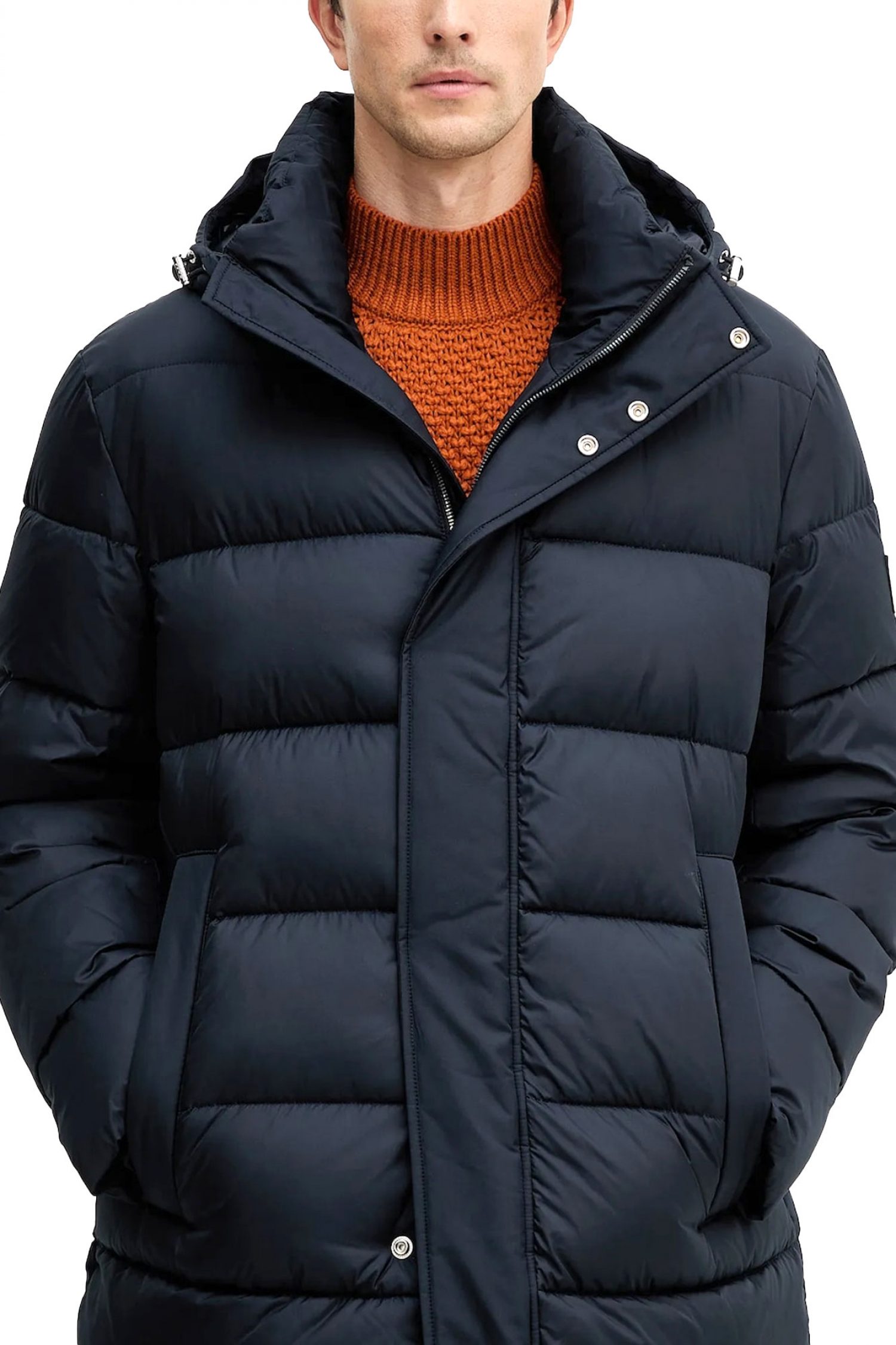 BOSS ΜΠΟΥΦΑΝ PUFFER H-CENUTO HOODIE ΜΠΛΕ