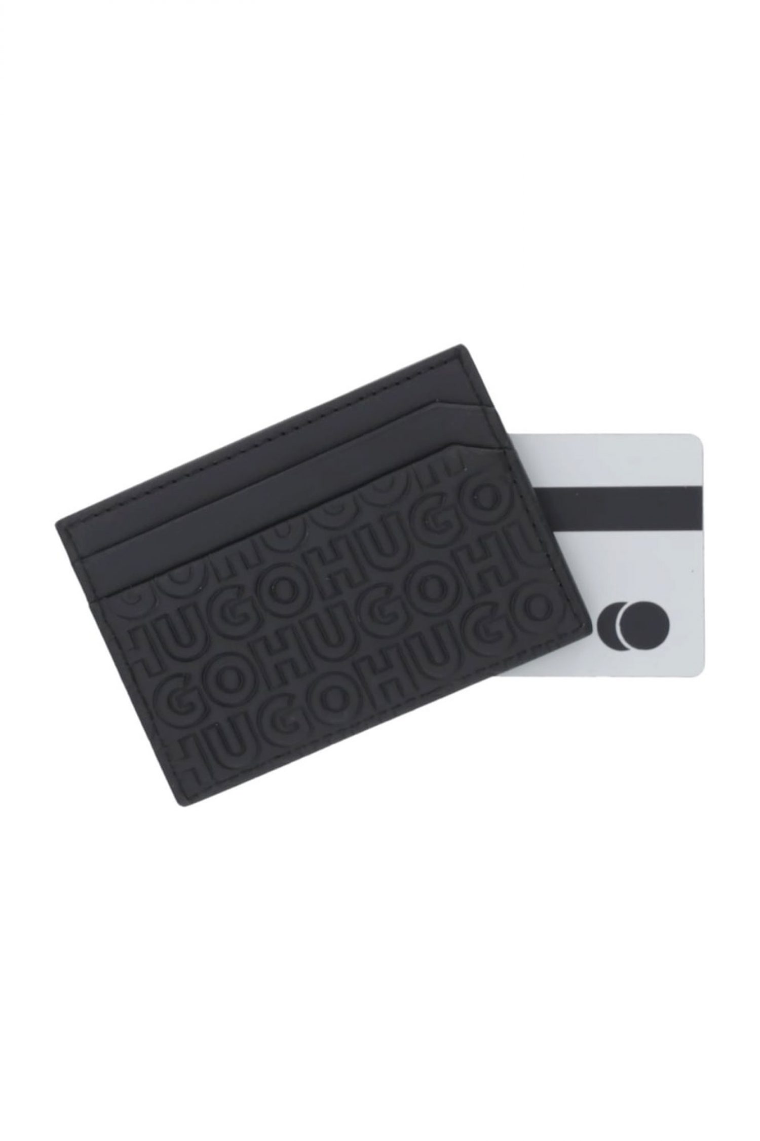 HUGO ΠΟΡΤΟΦΟΛΙ ETHON HI M_CARDCASE ALL OVER LOGO ΜΑΥΡΟ