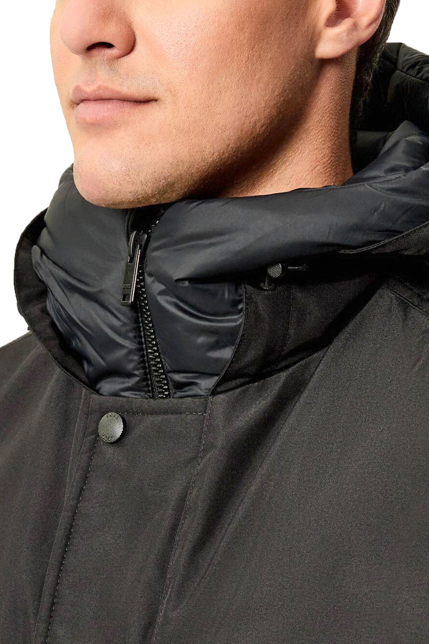 BOSS CASUAL ΜΠΟΥΦΑΝ JACKET ΚΟΥΚΟΥΛΑ OSIASS 1 ΜΑΥΡΟ