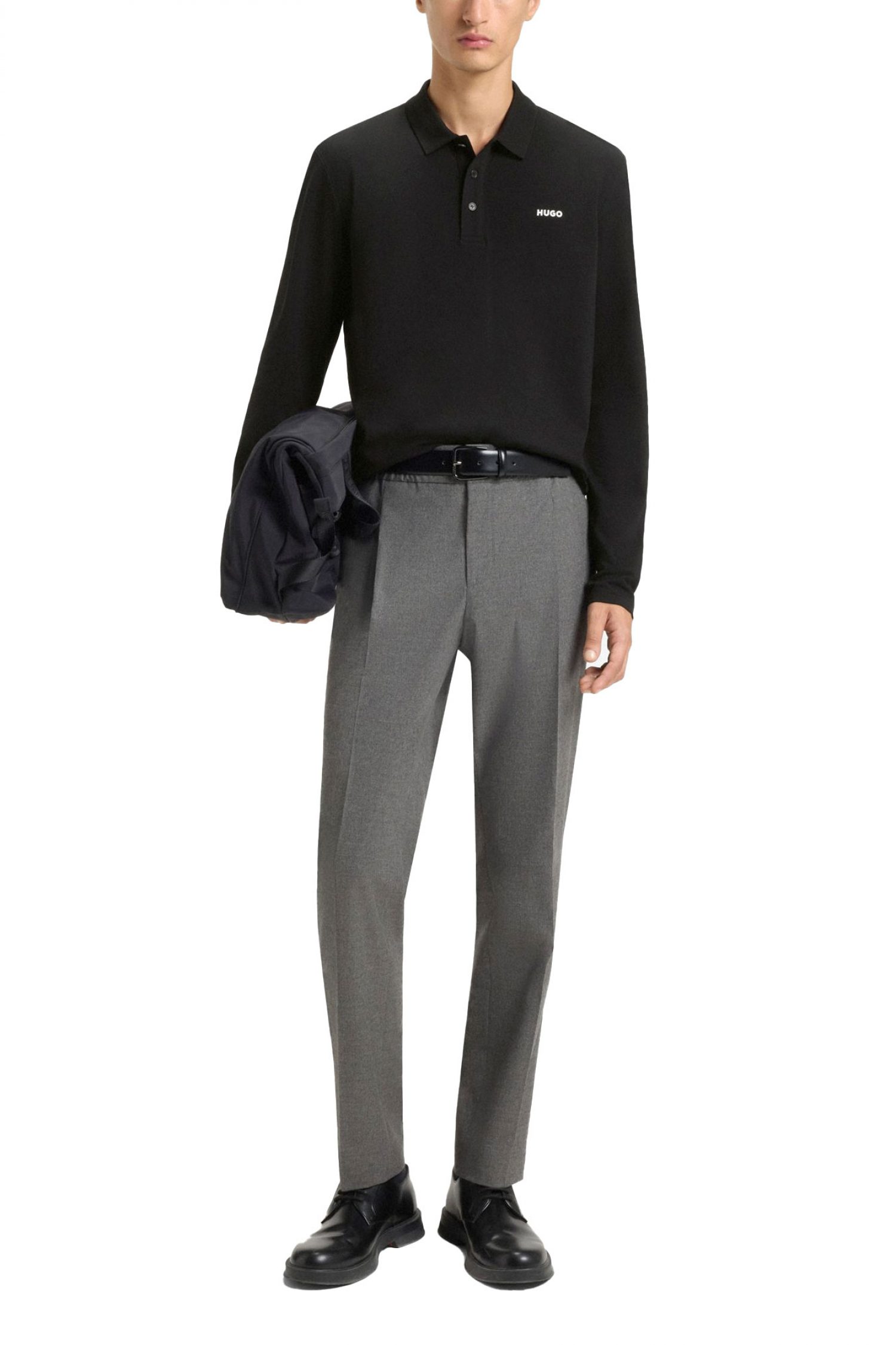 HUGO POLO DONOSLONG LOGO ΜΑΥΡΟ