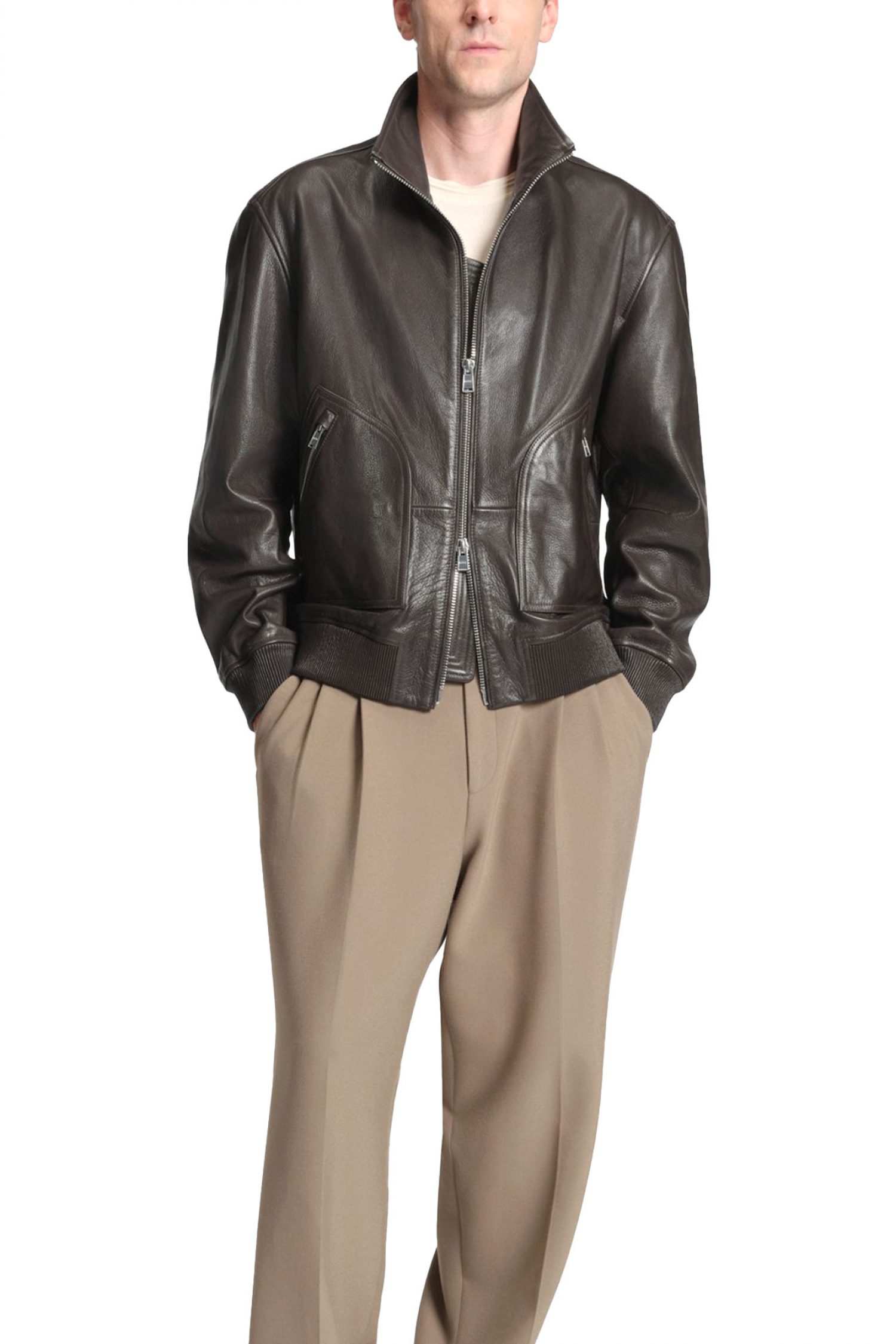 BOSS ΜΠΟΥΦΑΝ ΔΕΡΜΑ BOMBER C-MANDER ΚΑΦΕ φωτογραφία