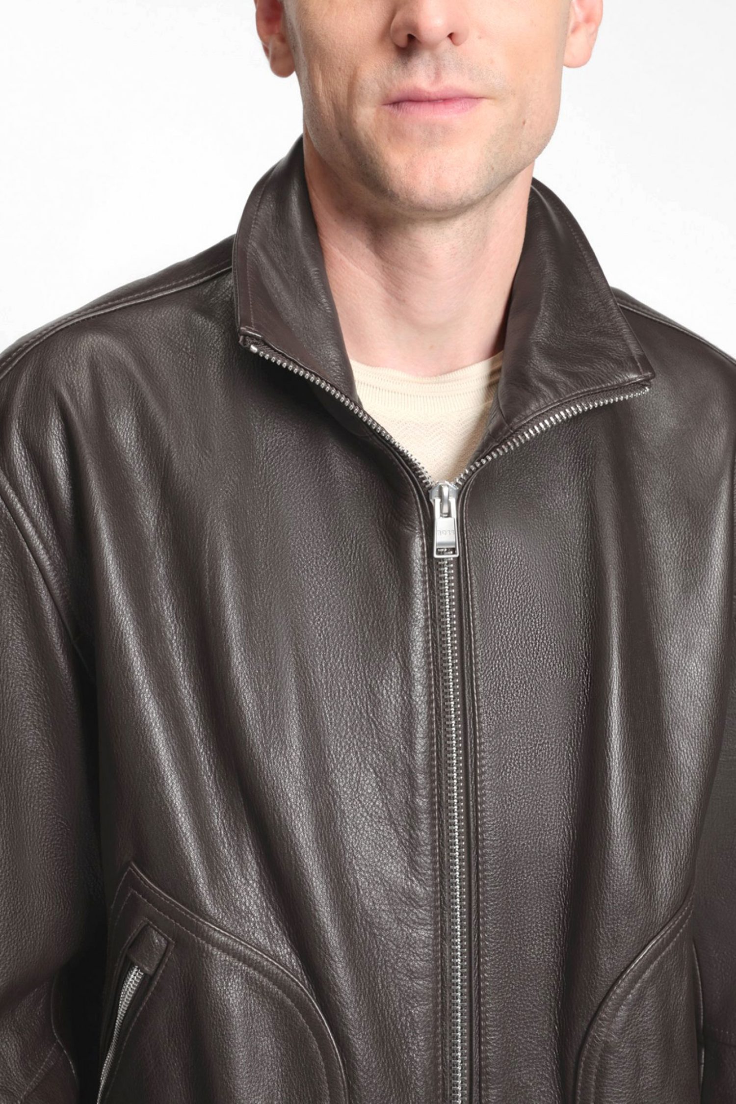 BOSS ΜΠΟΥΦΑΝ ΔΕΡΜΑ BOMBER C-MANDER ΚΑΦΕ φωτογραφία