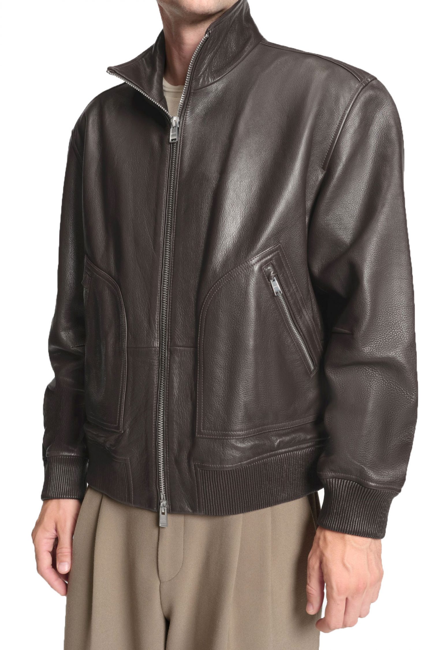 BOSS ΜΠΟΥΦΑΝ ΔΕΡΜΑ BOMBER C-MANDER ΚΑΦΕ φωτογραφία