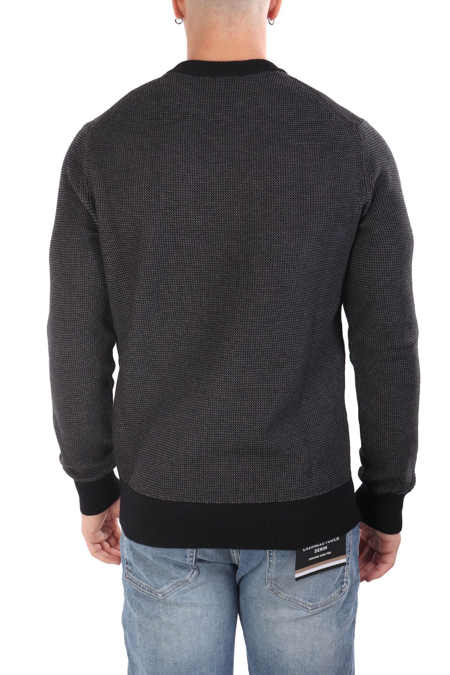 BOSS CASUAL ΠΛΕΚΤΟ CREW NECK KLAPOK ΜΑΥΡΟ