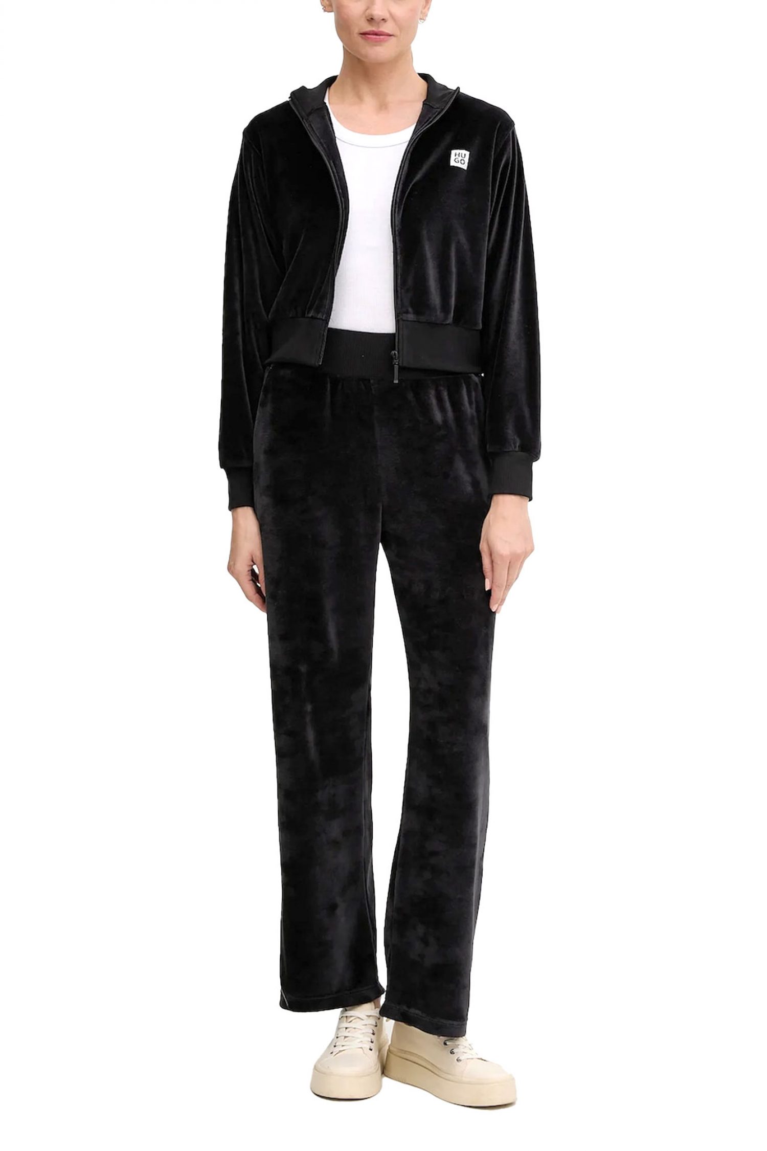 HUGO ΠΑΝΤΕΛΟΝΙ ΦΟΡΜΑ VELVET LONG PANT LOGO ΜΑΥΡΟ φωτογραφία