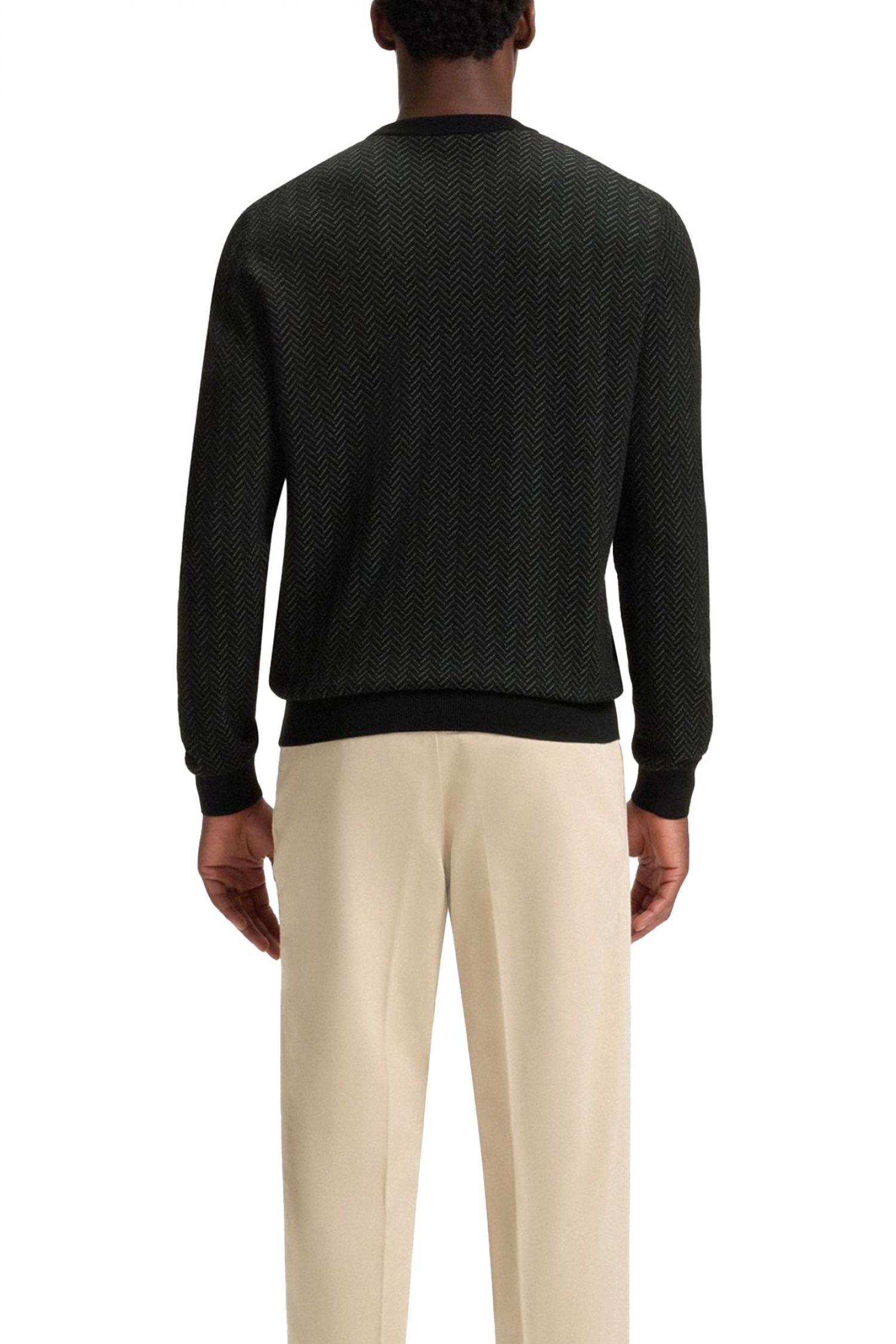 BOSS ΠΛΕΚΤΟ ROUNDNECK H-HABITO ΜΑΥΡΟ