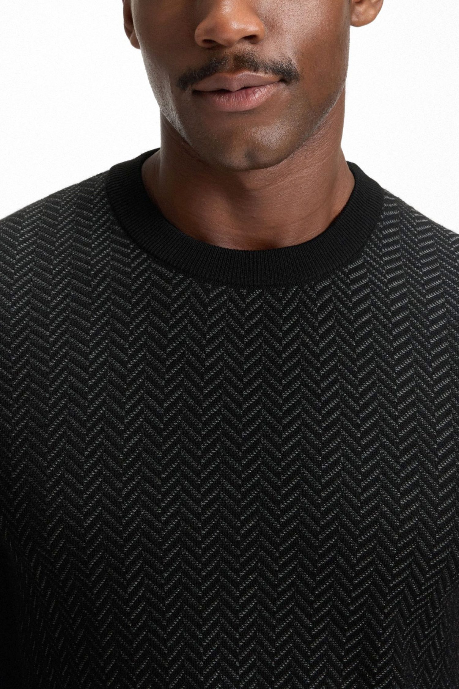 BOSS ΠΛΕΚΤΟ ROUNDNECK H-HABITO ΜΑΥΡΟ