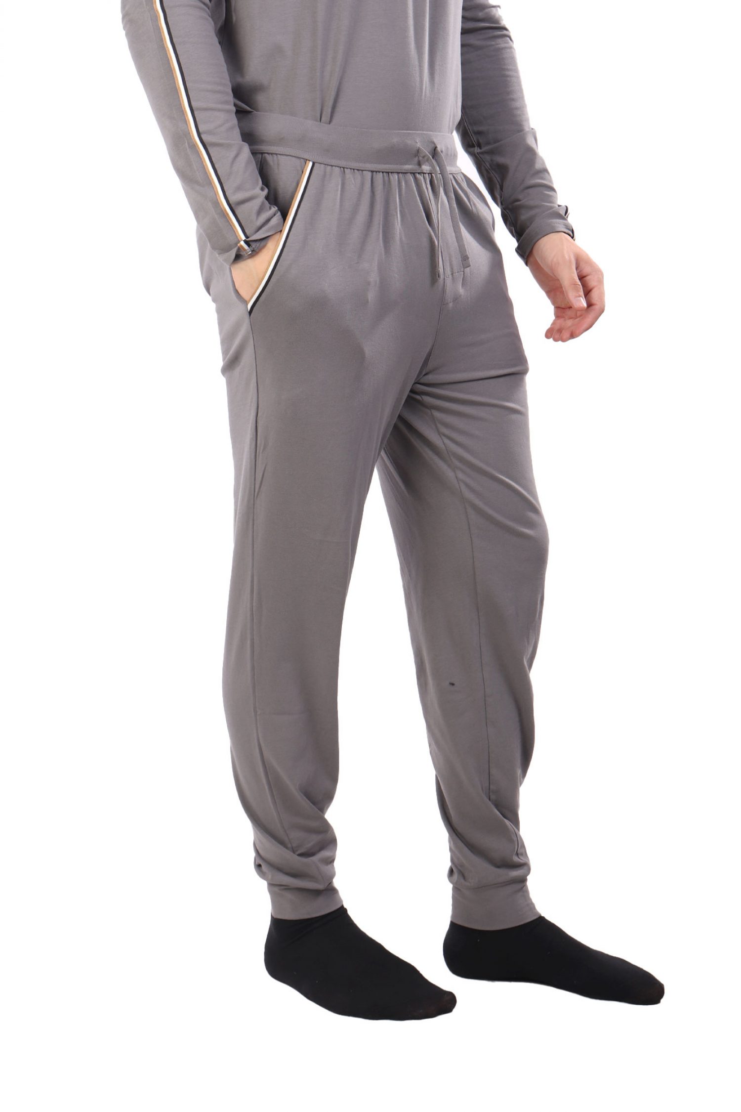 BOSS HOMEWEAR ΠΑΝΤΕΛΟΝΙ ΦΟΡΜΑ UNIQUE PANTS CUFF CW ΓΚΡΙ