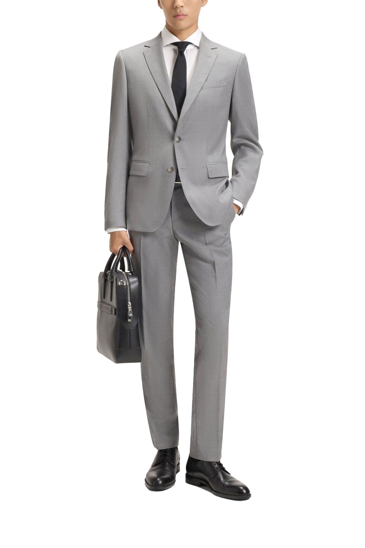 BOSS ONE ΠΟΥΚΑΜΙΣΟ ΜΙΚΡΟΣΧΕΔΙΟ SLIM FIT H-HANK-SPR-B1-C1-253 ΛΕΥΚΟ