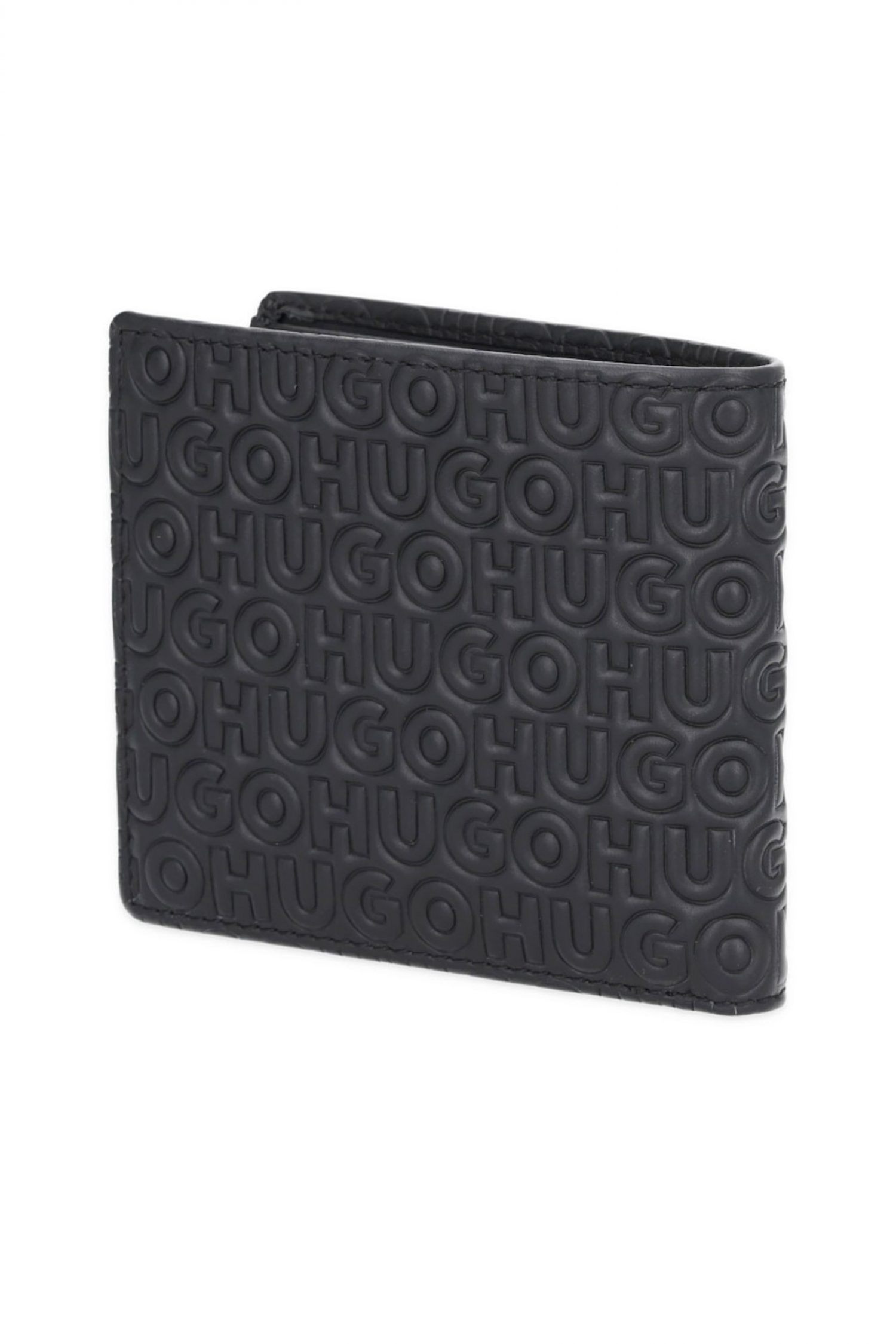 HUGO ΠΟΡΤΟΦΟΛΙ ETHON HI_M_8CC ALL OVER LOGO ΜΑΥΡΟ