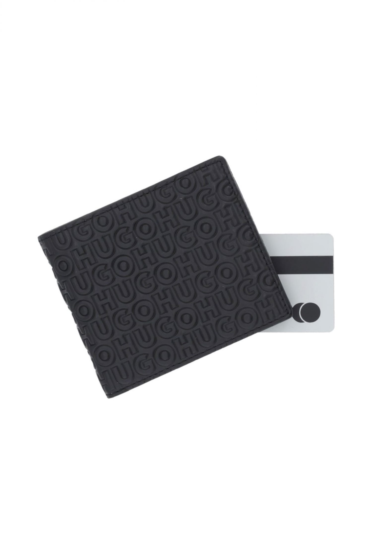 HUGO ΠΟΡΤΟΦΟΛΙ ETHON HI_M_8CC ALL OVER LOGO ΜΑΥΡΟ