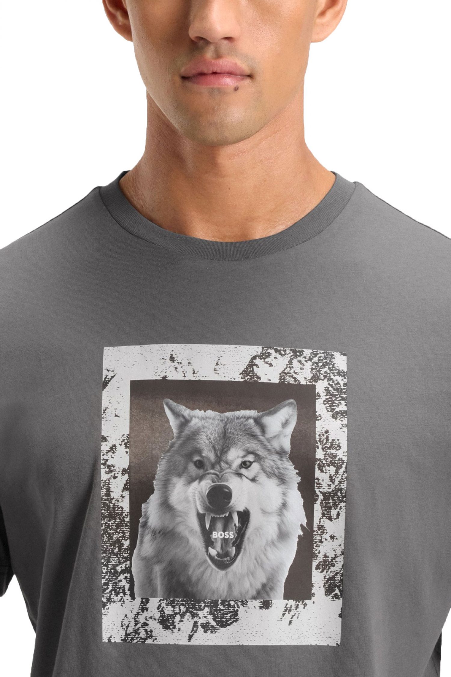 BOSS CASUAL T-SHIRT TE_LUPO ΓΚΡΙ