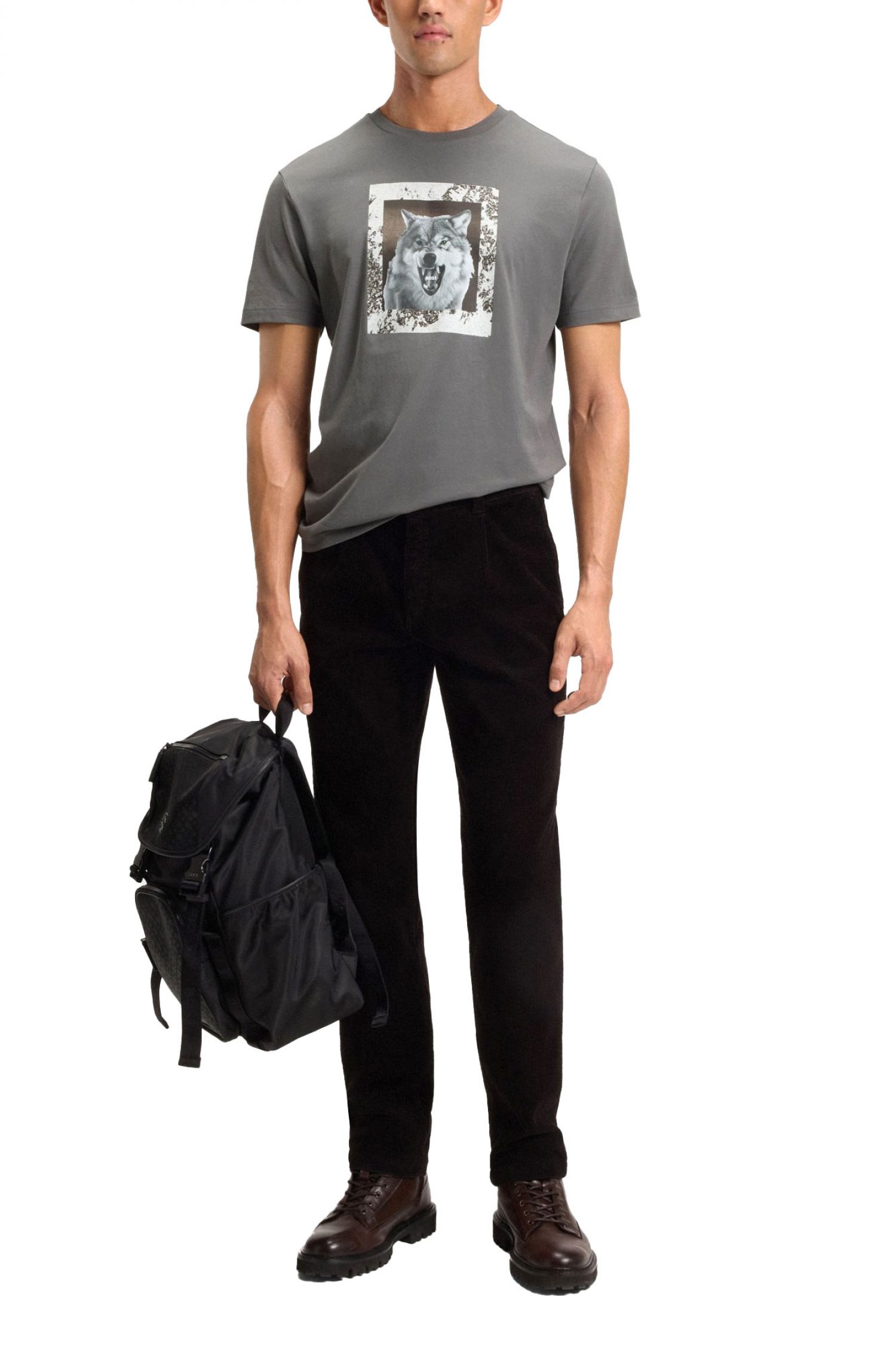 BOSS CASUAL T-SHIRT TE_LUPO ΓΚΡΙ