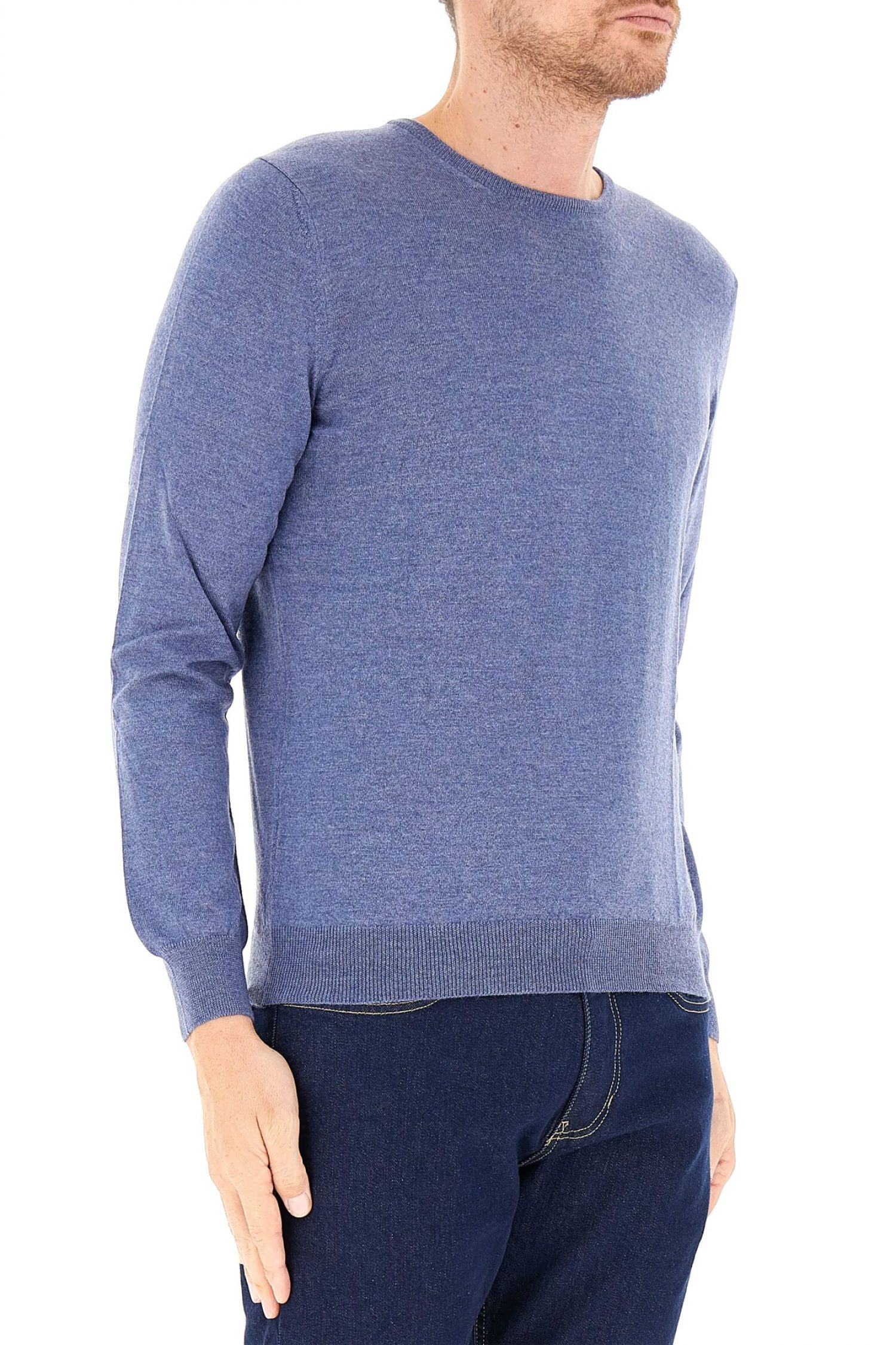 GRAN SASSO ΠΛΕΚΤΟ CREW NECK ΡΑΦ ΜΠΛΕ