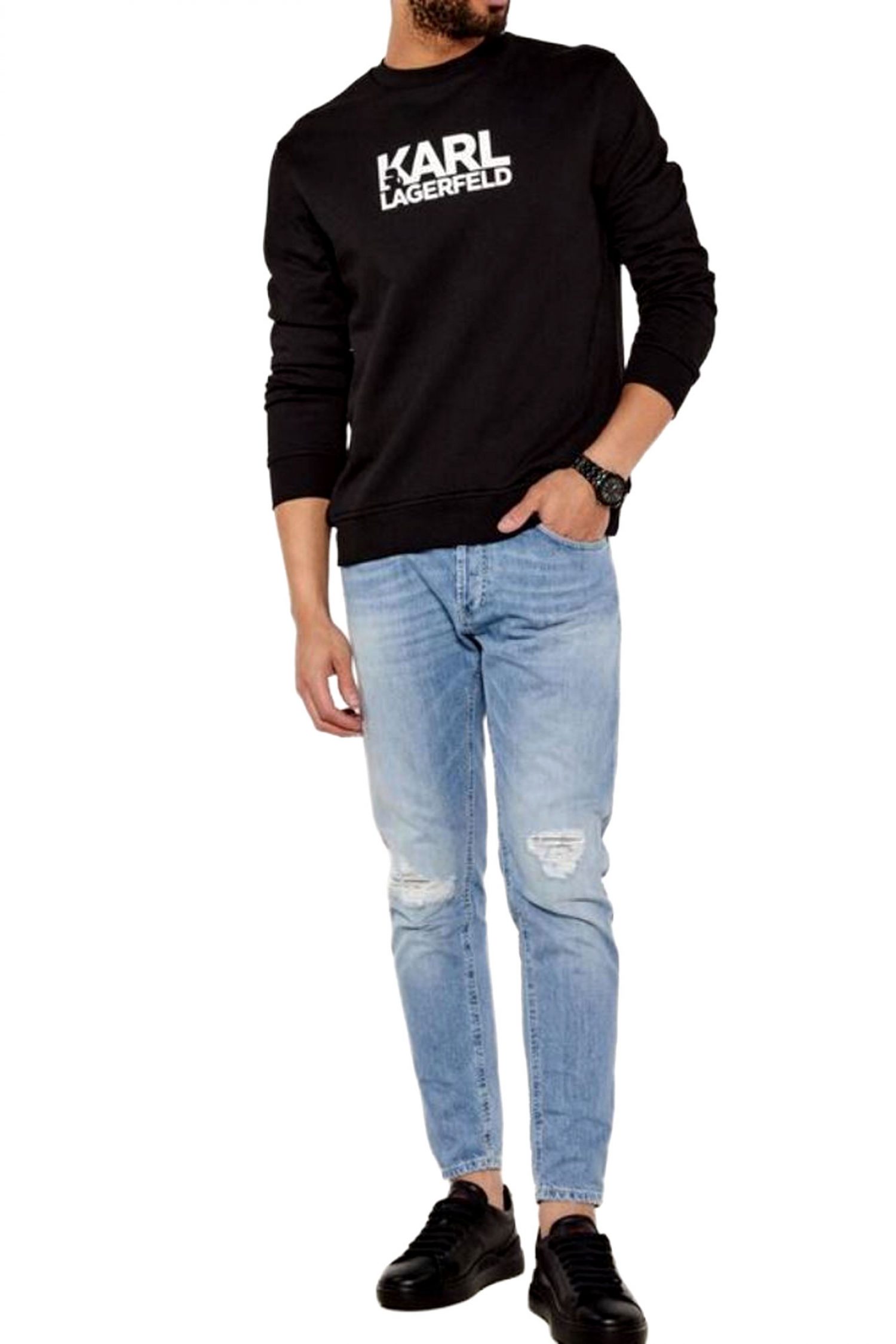 KARL LAGERFELD ΦΟΥΤΕΡ CREW NECK LOGO ΜΑΥΡΟ φωτογραφία