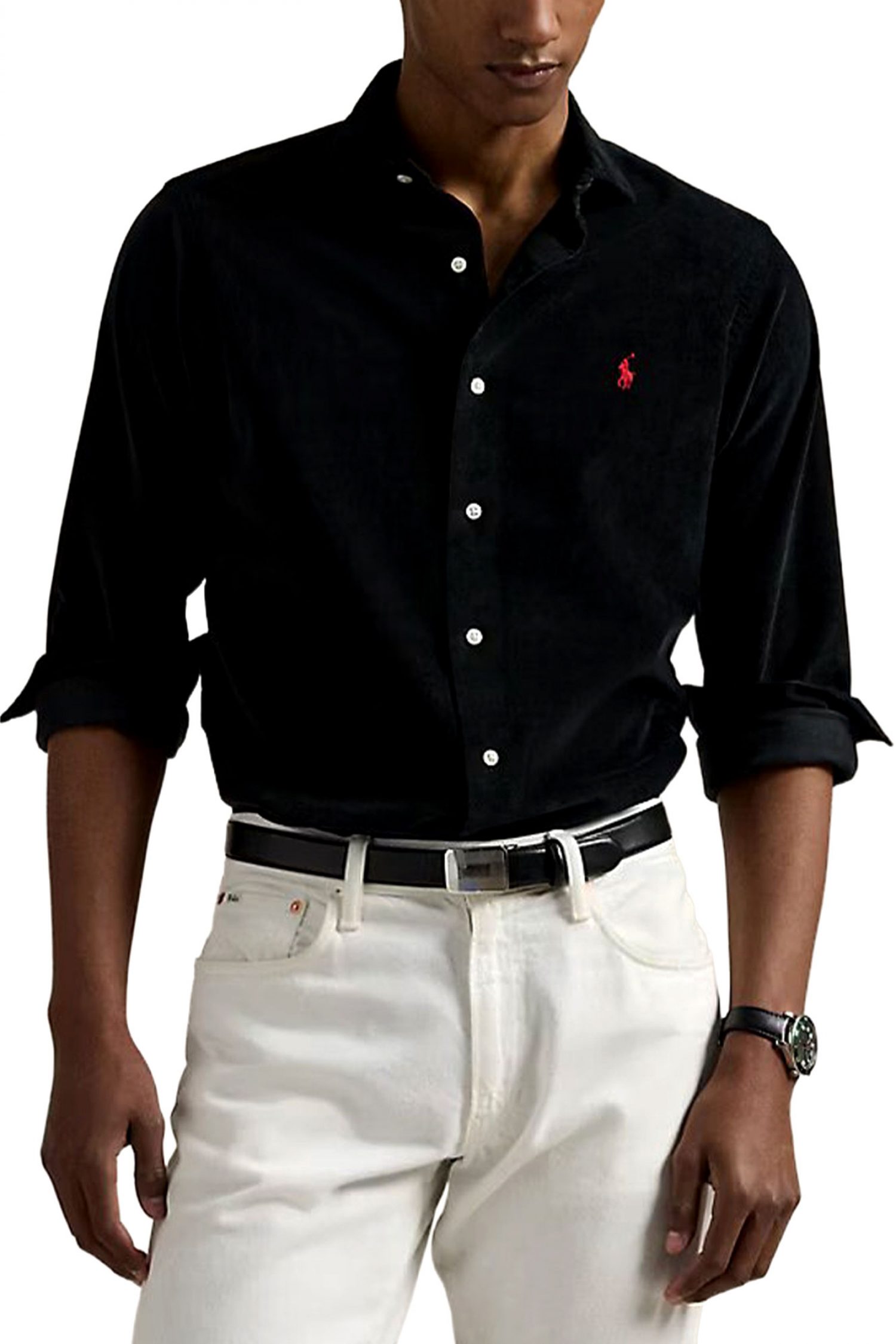 RALPH LAUREN ΠΟΥΚΑΜΙΣΟ CUSTOM FIT LOGO ΜΑΥΡΟ