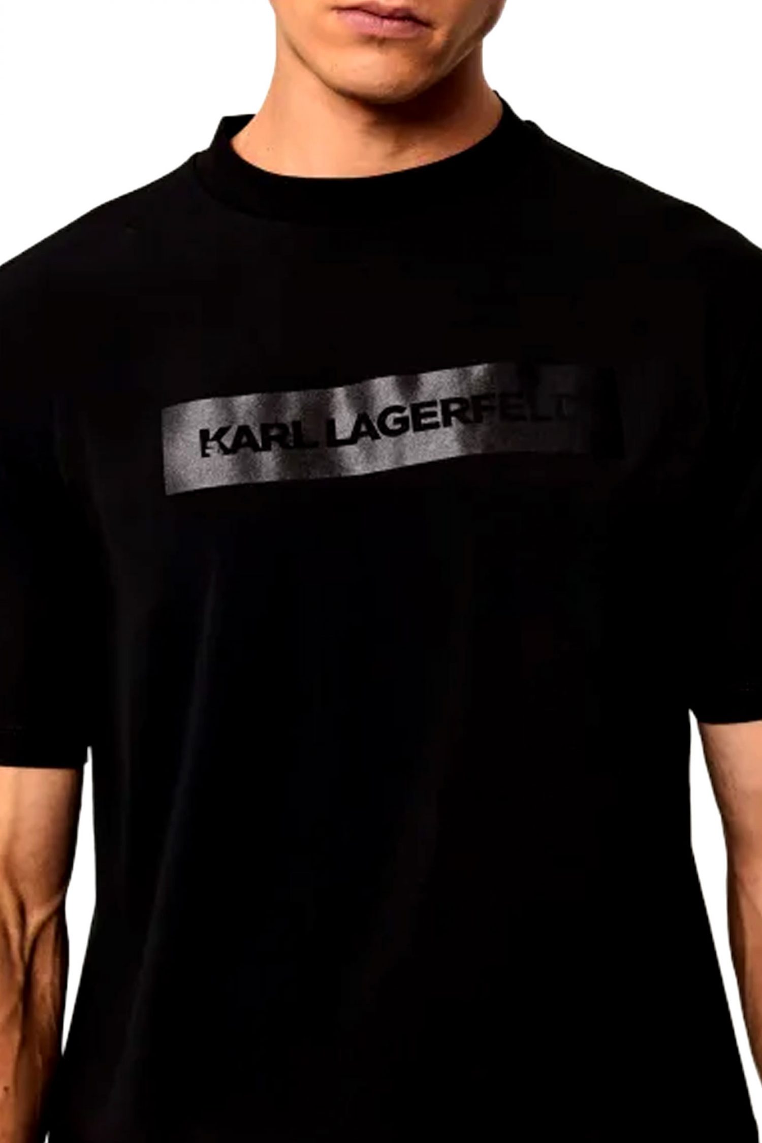KARL LAGERFELD T-SHIRT LOGO ΜΑΥΡΟ