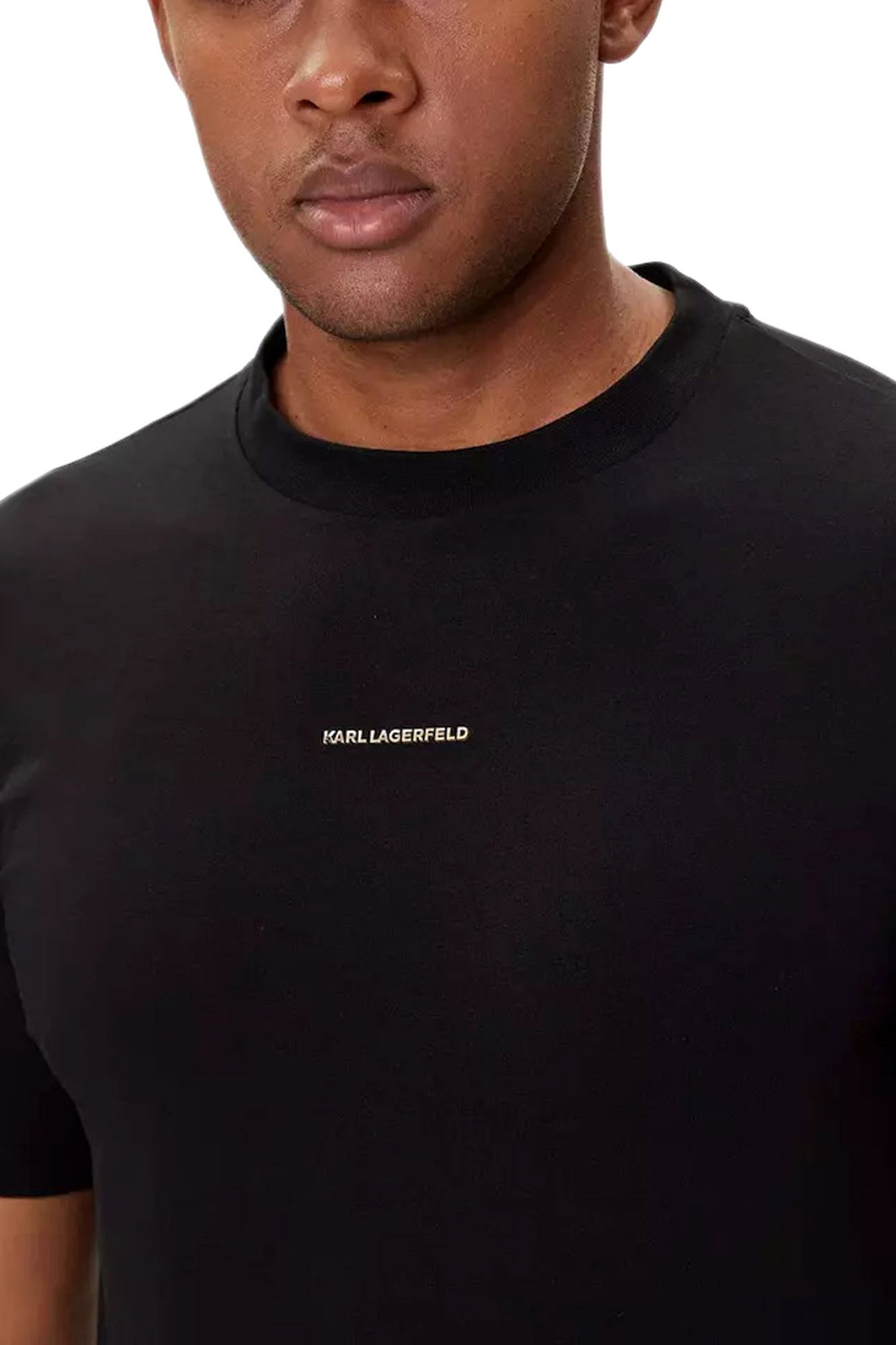 KARL LAGERFELD T-SHIRT CREW NECK GOLD LOGO ΜΑΥΡΟ