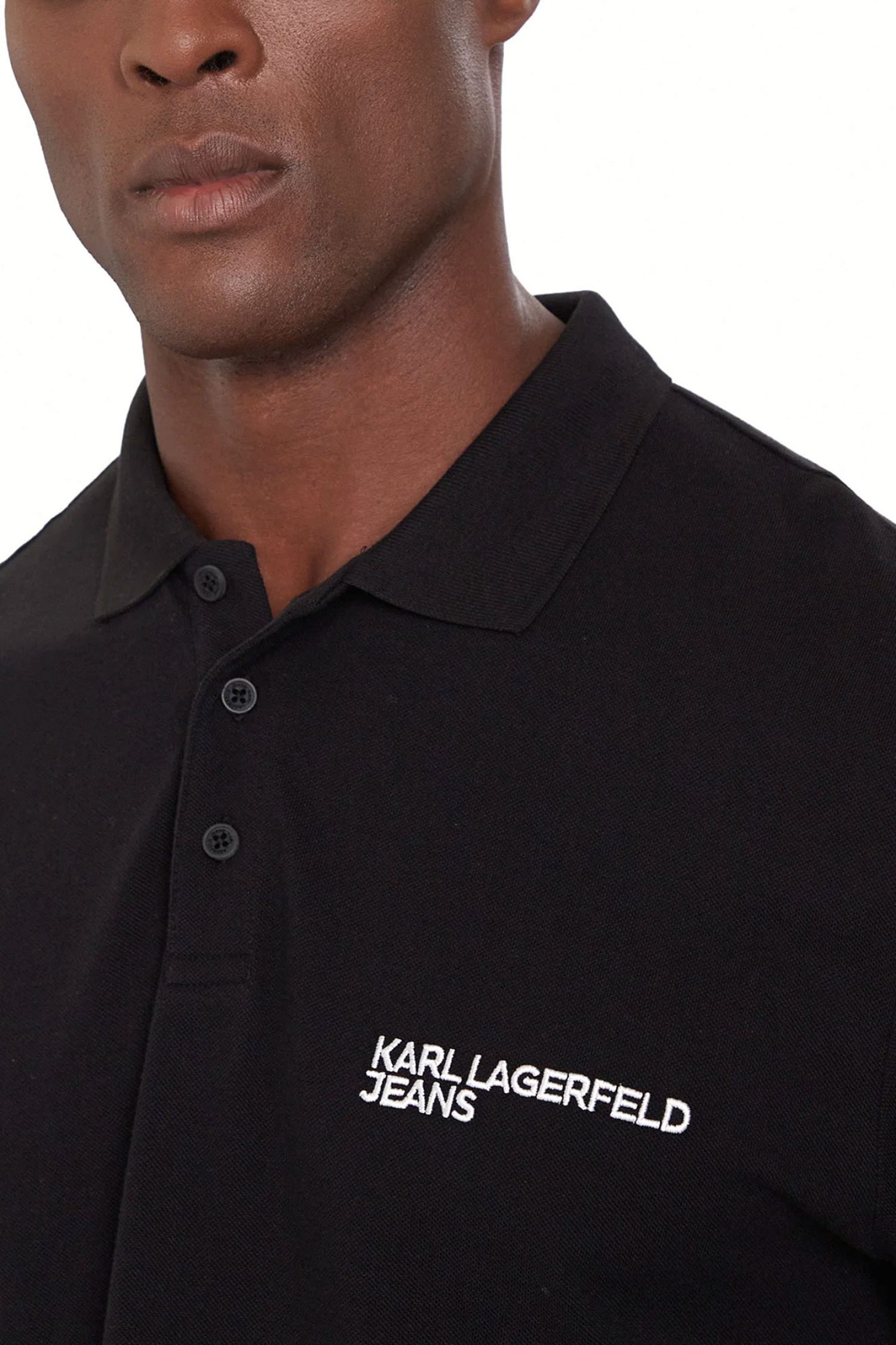 KARL LAGERFELD JEANS POLO PIQUE REGULAR FIT LS ΜΑΥΡΟ