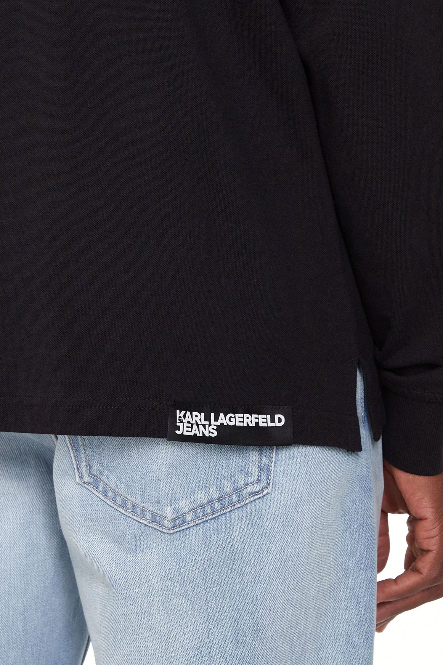 KARL LAGERFELD JEANS POLO PIQUE REGULAR FIT LS ΜΑΥΡΟ