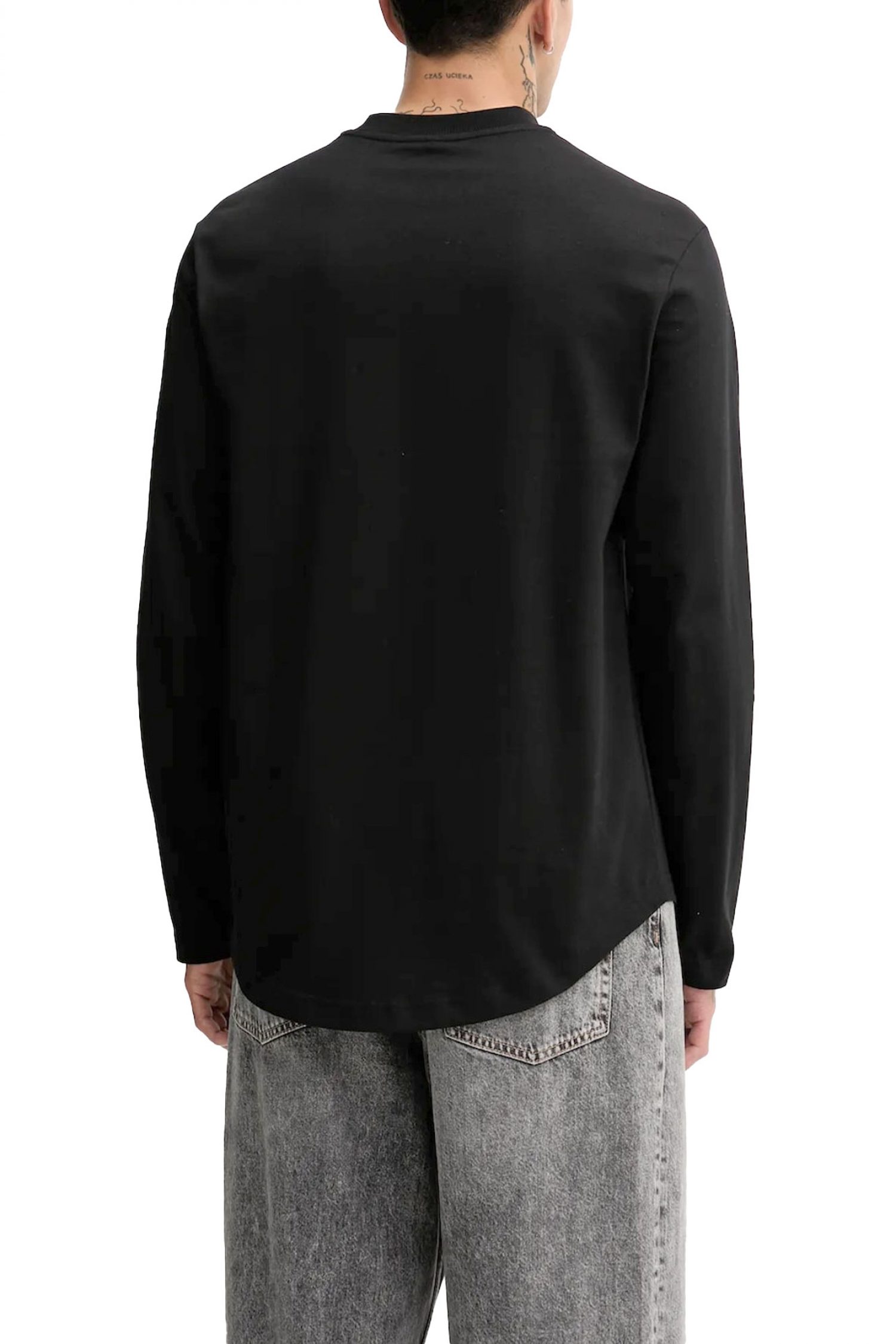 KARL LAGERFELD JEANS T-SHIRT CURVED HEM REGULAR FIT LS ΜΑΥΡΟ