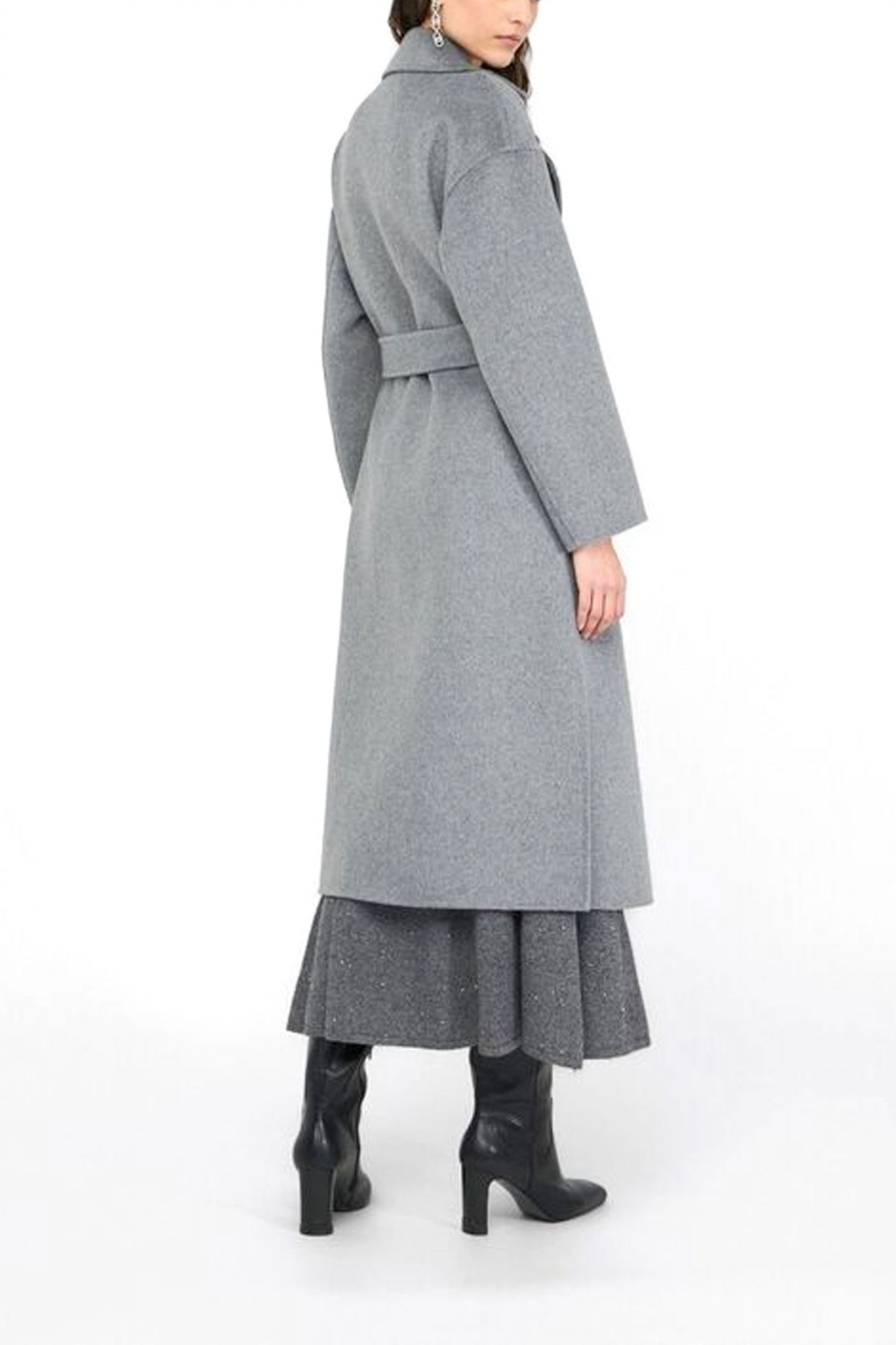 LIU-JO ΠΑΛΤΟ ΑΠΟΣΠΩΜΕΝΗ ΖΩΝΗ ΤΣΕΠΕΣ ΑΝΟΙΓΜΑΤΑ ΠΛΑΙΝΑ ΚΑΤΩ ΓΚΡΙ