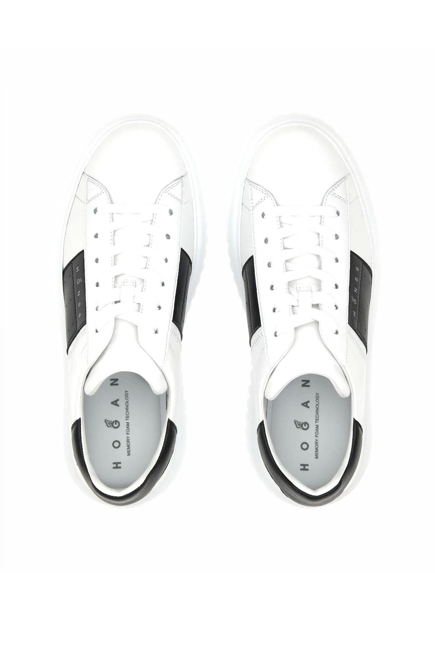 HOGAN ΠΑΠΟΥΤΣΙΑ SNEAKERS H-STRIPES ALLACCIATO BANDA ΔΕΡΜΑ ΛΕΥΚΟ-ΜΑΥΡΟ φωτογραφία