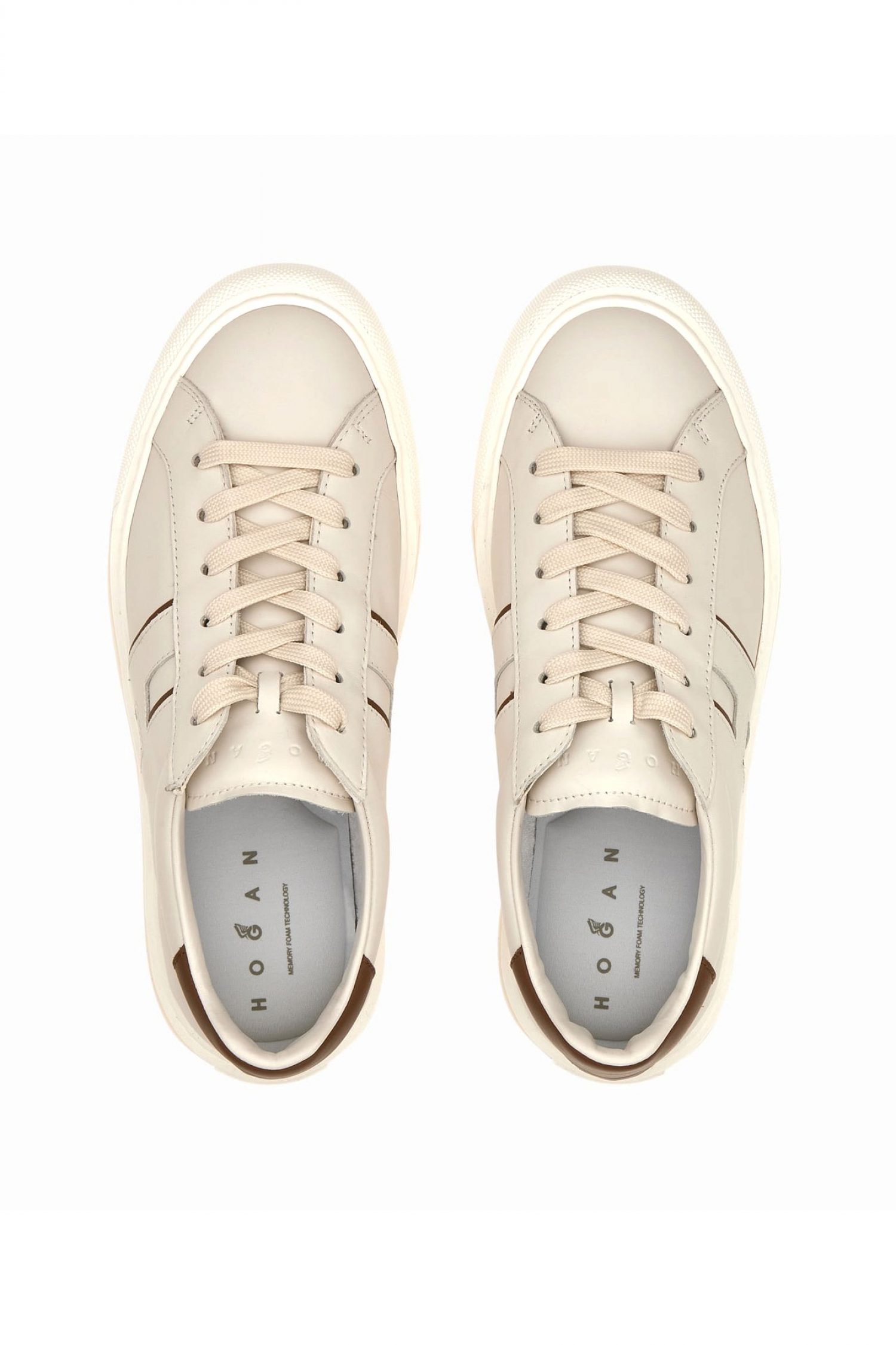 HOGAN ΠΑΠΟΥΤΣΙΑ SNEAKERS H691 ALLACCIATO H ΛΕΥΚΟ-ΚΑΦΕ