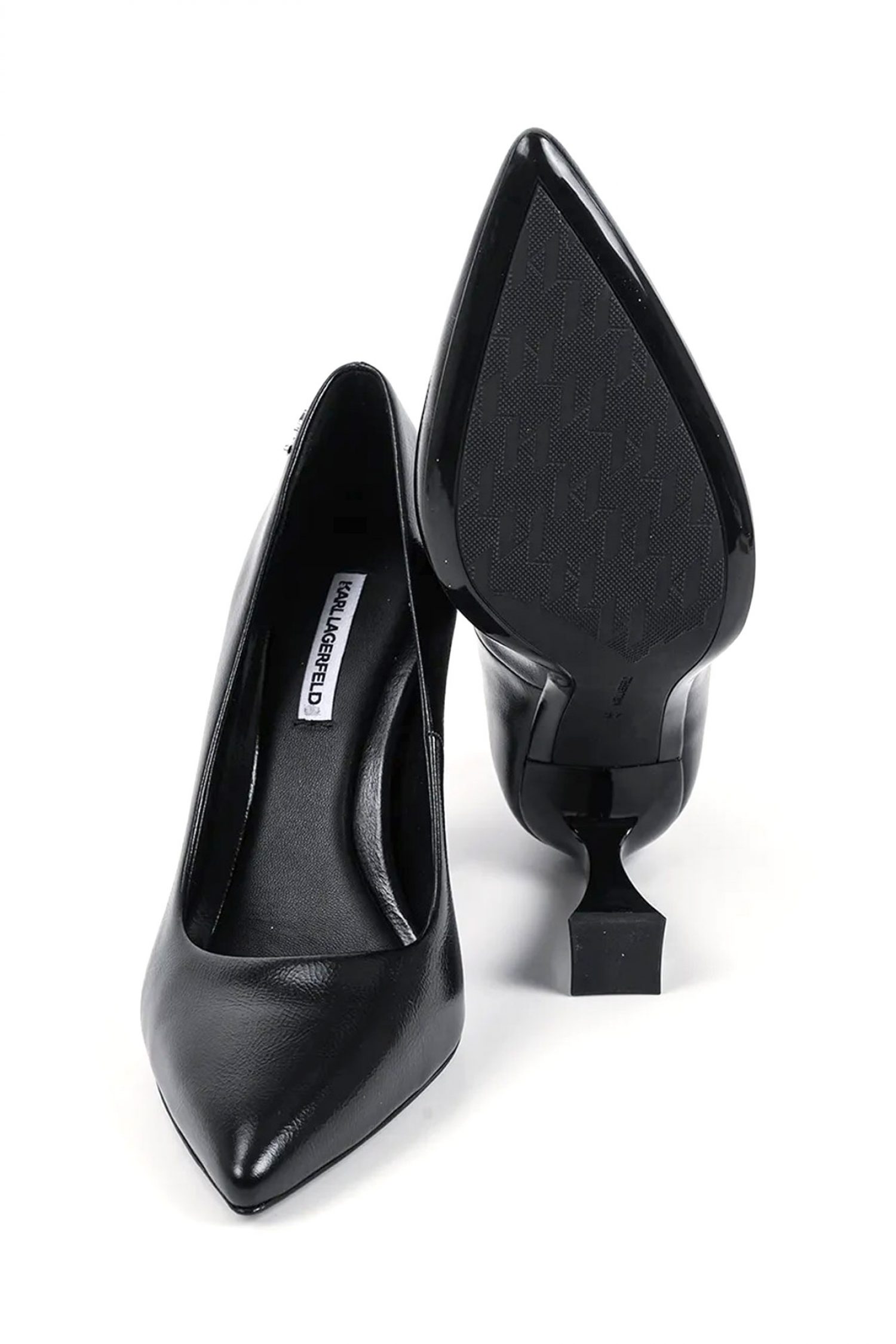 KARL LAGERFELD ΠΑΠΟΥΤΣΙΑ ΓΟΒΕΣ DEBUTANTE PUMP METAΛΛΙΚΟ LOGO ΜΑΥΡΟ φωτογραφία