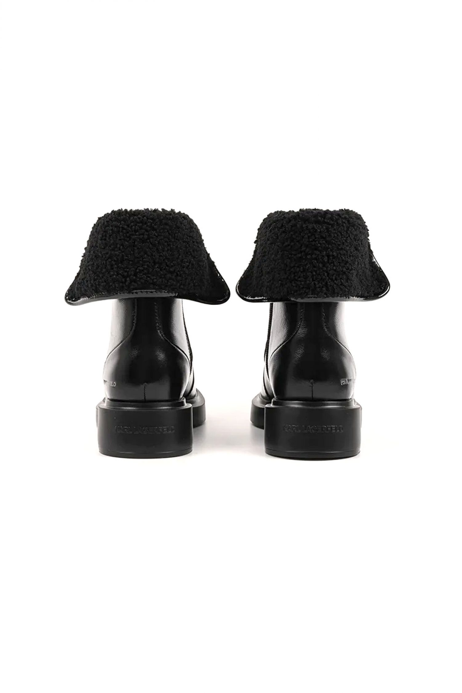 KARL LAGERFELD ΠΑΠΟΥΤΣΙΑ MΠΟΤAKIA ΜΑCIE ΦΕΡΜΟΥΑΡ ΜΕΤΑΛΛΙΚΟ LOGO ΜΑΥΡΟ