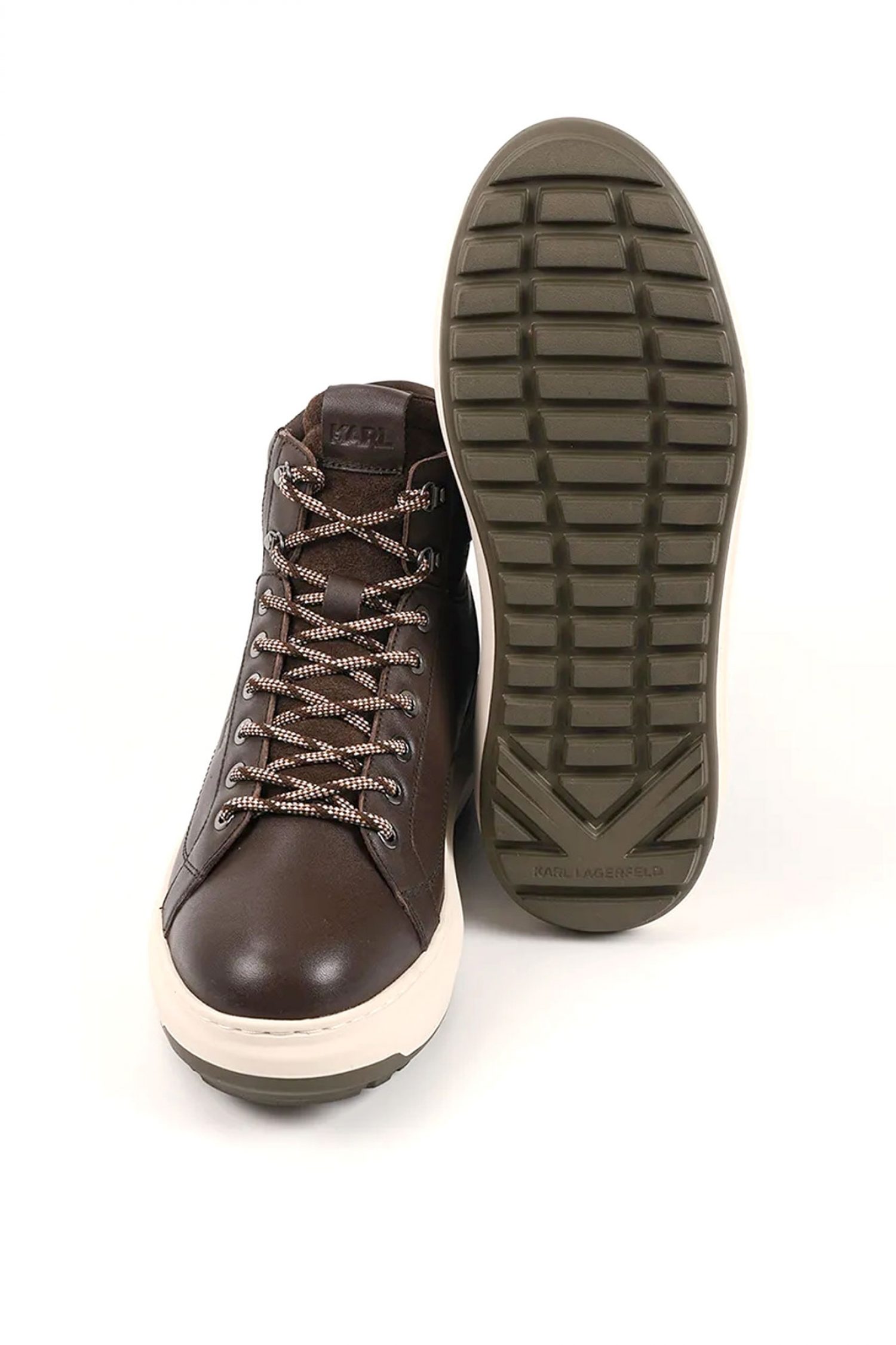 KARL LAGERFELD ΠΑΠΟΥΤΣΙ ΜΠΟΤΑΚΙ KAPRI LUG HIKER LACE ΚΑΦΕ