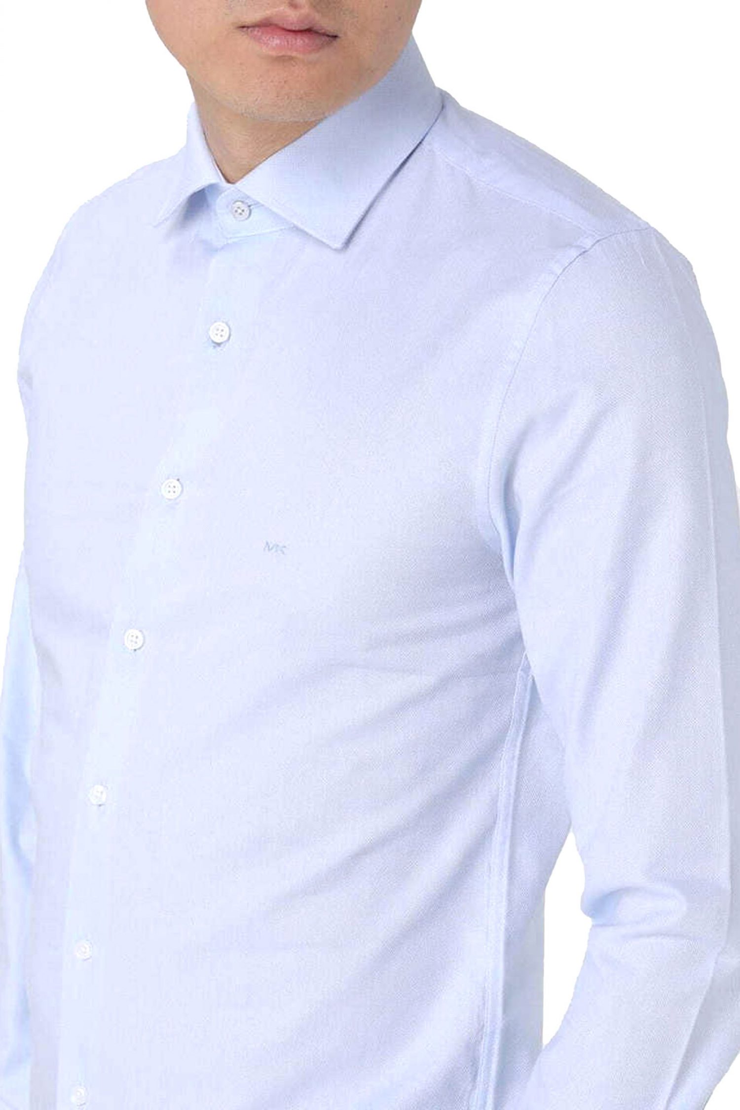 MICHAEL KORS ΠΟΥΚΑΜΙΣΟ ΜΙΚΡΟΣΧΕΔΙΟ SLIM FIT EASY CARE STRETCH ΣΙΕΛ