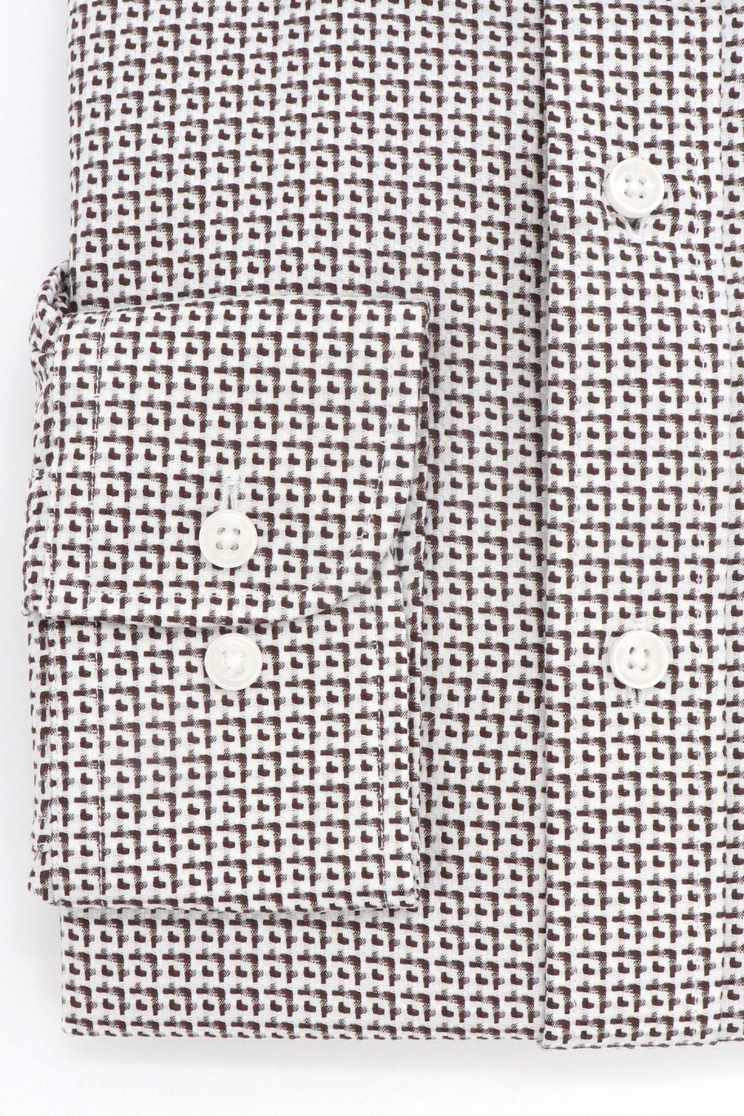 MICHAEL KORS ΠΟΥΚΑΜΙΣΟ ΜΙΚΡΟΣΧΕΔΙΟ SLIM FIT EASY CARE STRETCH ΛΕΥΚΟ-ΚΑΦΕ