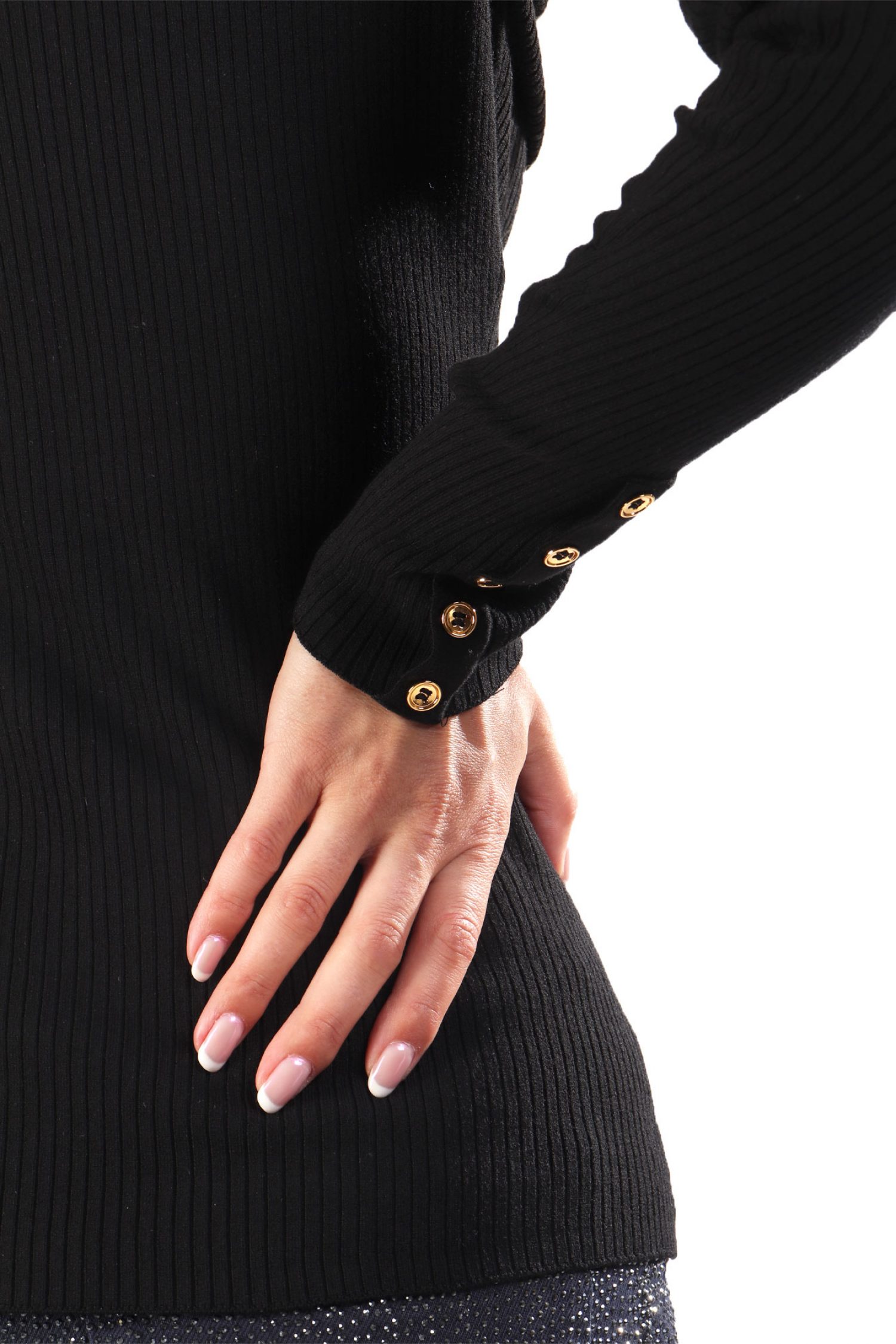 ELISABETTA FRANCHI ΠΛΕΚΤΟ ΖΙΒΑΓΚΟ RIBBED ΧΡΥΣΕΣ ΛΕΠΤΟΜΕΡΕΙΕΣ