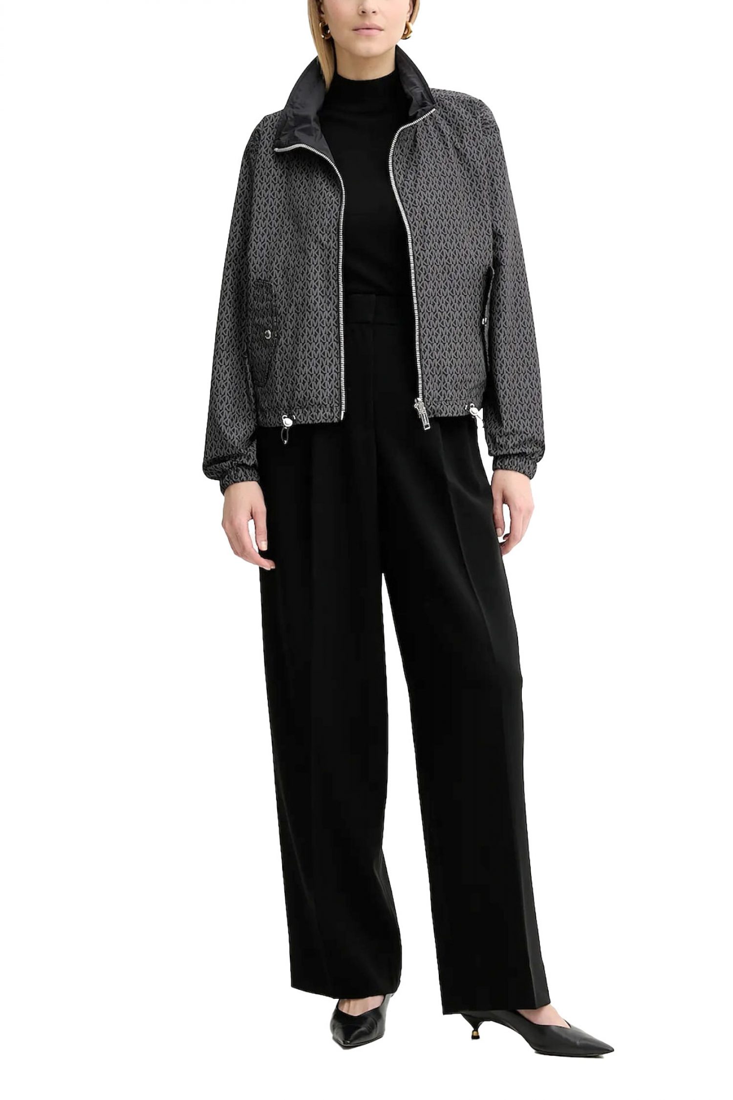 MICHAEL KORS ΜΠΟΥΦΑΝ ΔΙΠΛΗΣ ΟΨΗΣ ANORAK ALL OVER LOGO ΛΑΣΤΙΧΟ ΚΑΤΩ ΜΑΥΡΟ φωτογραφία