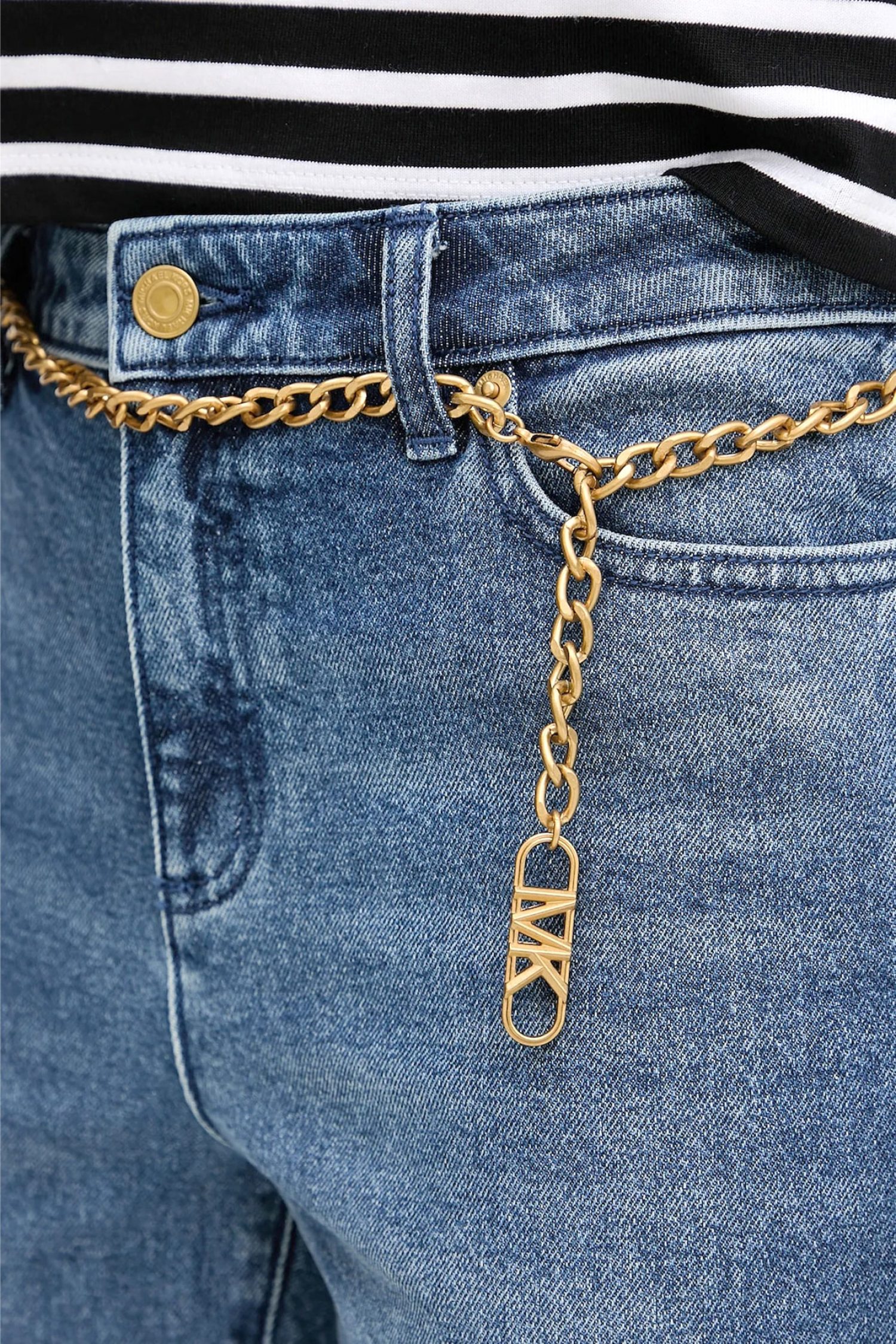 MICHAEL KORS ΠΑΝΤΕΛΟΝΙ JEANS FLARE ΑΠΟΣΠΩΜΕΝΗ ΑΛΥΣΙΔΑ ΜΠΛΕ