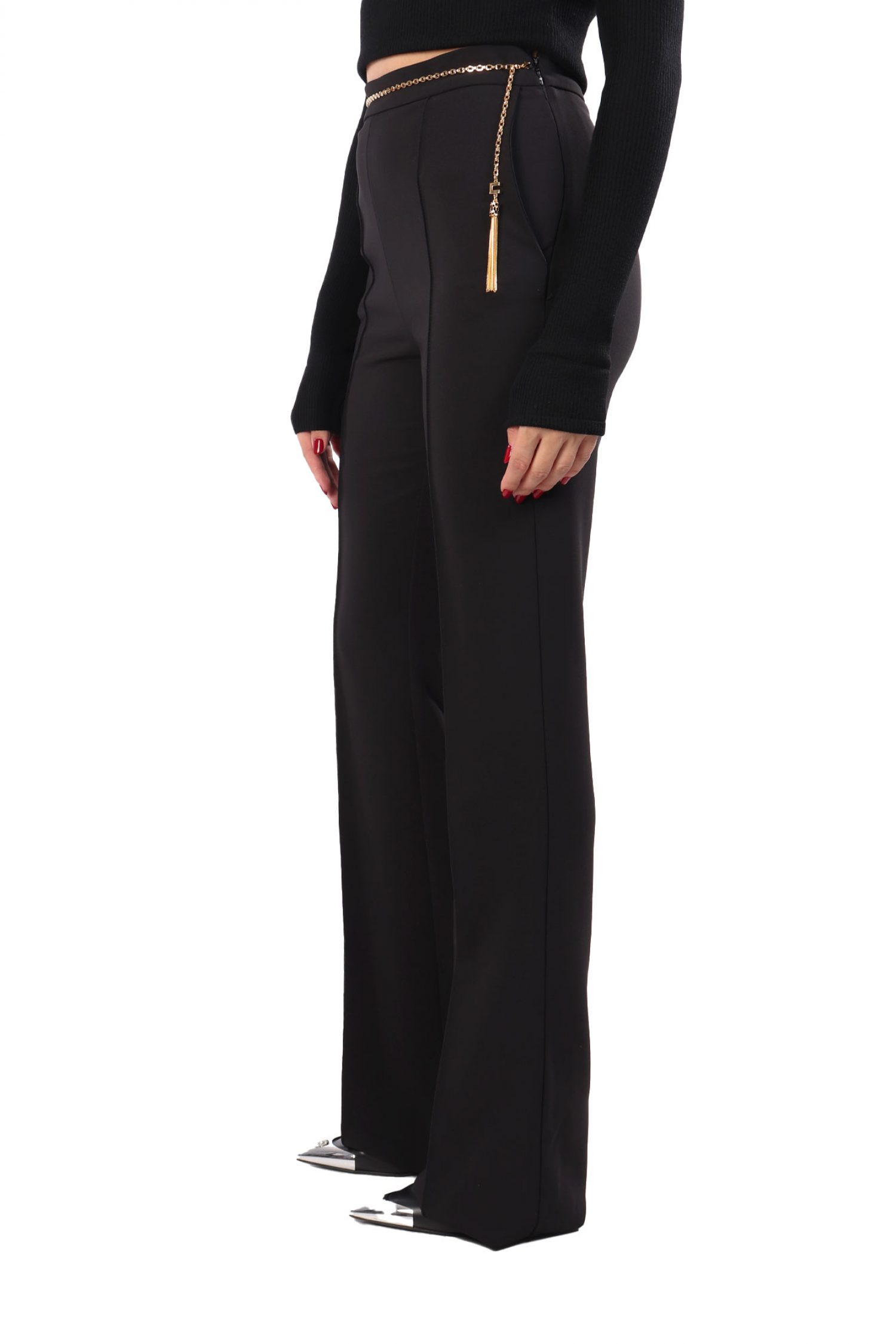 ELISABETTA FRANCHI ΠΑΝΤΕΛΟΝΙ FLAIRED ΤΣΕΠΕΣ ΑΠΟΣΠΩΜΕΝΗ ΑΛΥΣΙΔΑ ΜΑΥΡΟ