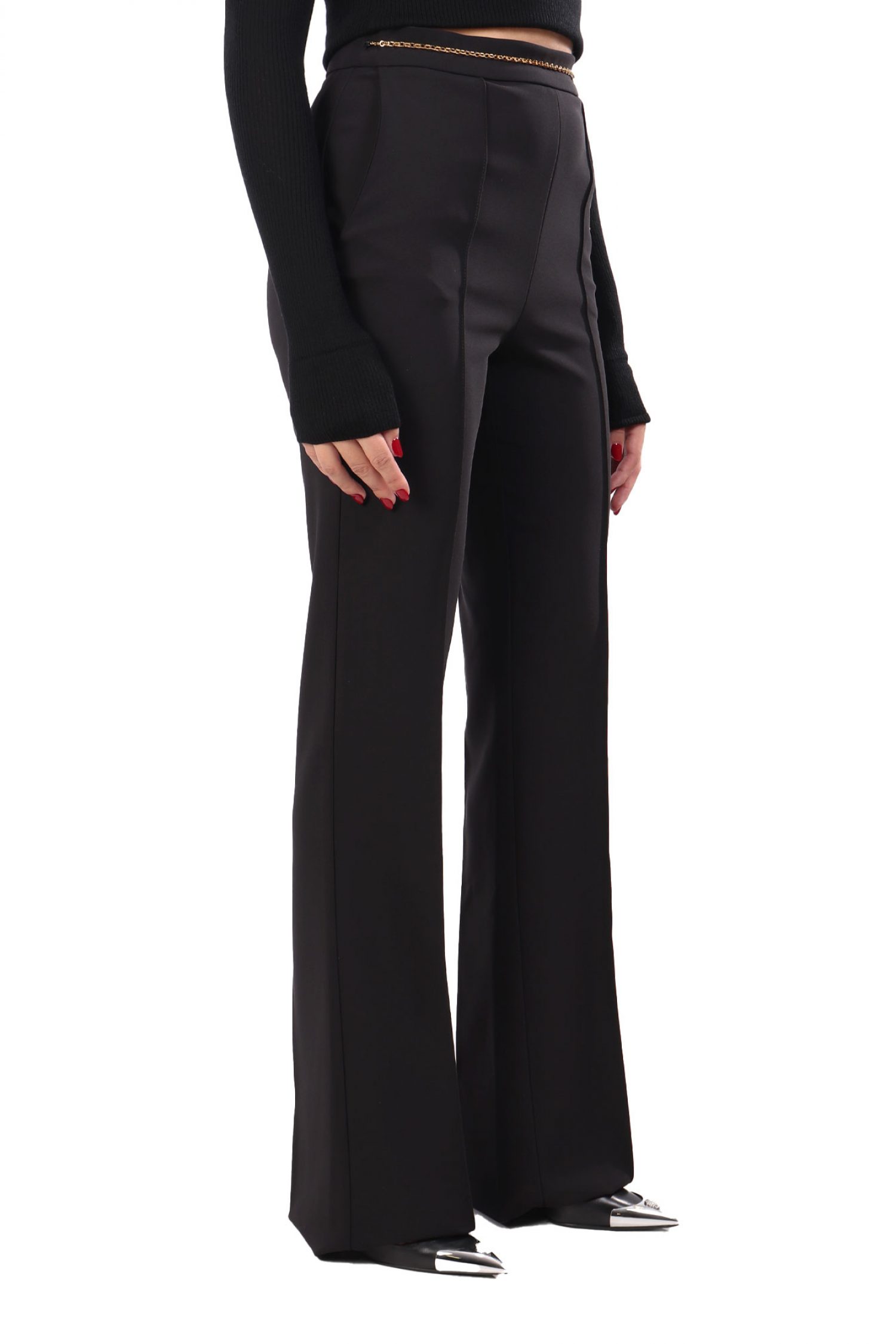 ELISABETTA FRANCHI ΠΑΝΤΕΛΟΝΙ FLAIRED ΤΣΕΠΕΣ ΑΠΟΣΠΩΜΕΝΗ ΑΛΥΣΙΔΑ ΜΑΥΡΟ