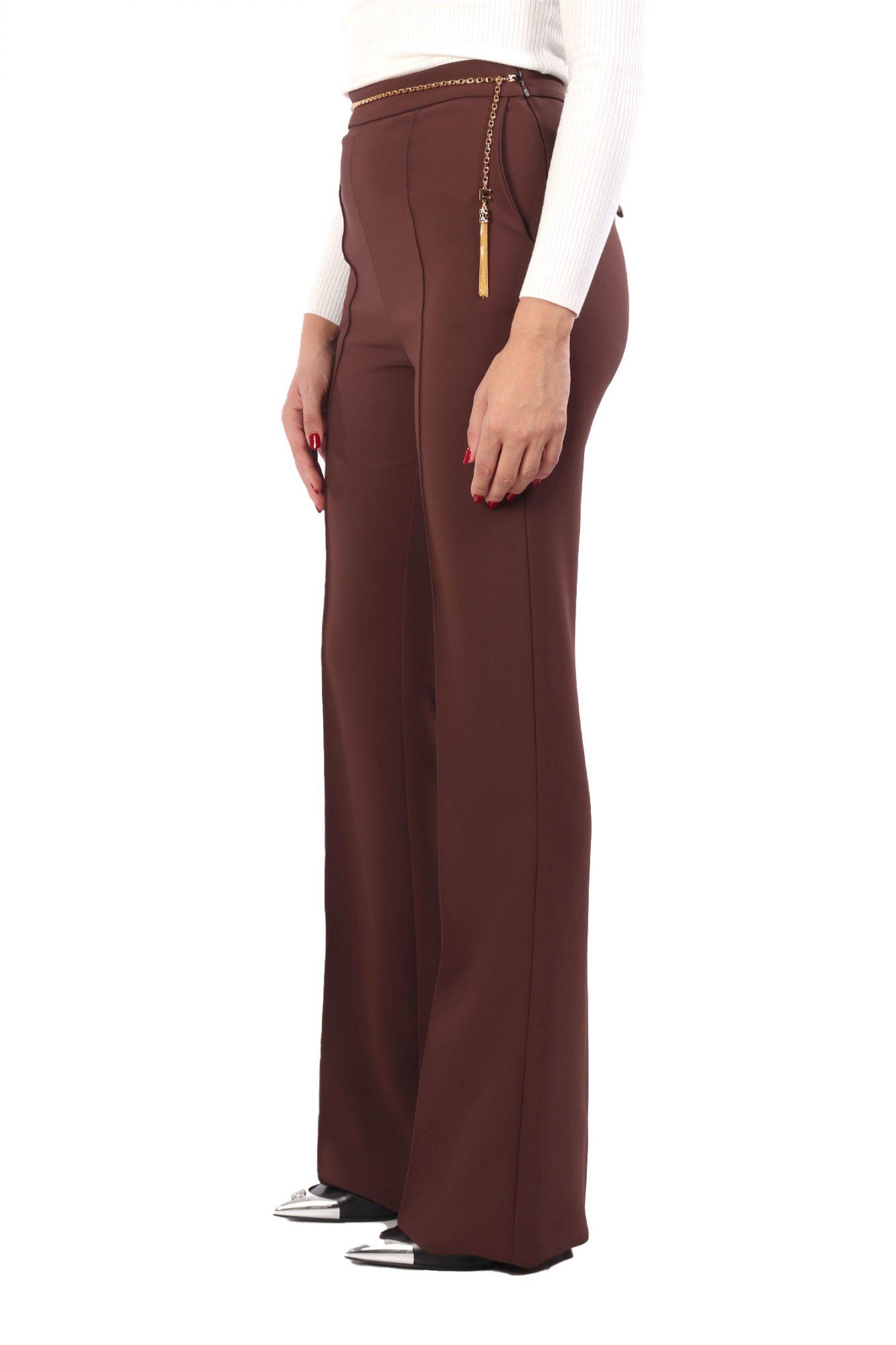 ELISABETTA FRANCHI ΠΑΝΤΕΛΟΝΙ FLAIRED ΤΣΕΠΕΣ ΑΠΟΣΠΩΜΕΝΗ ΑΛΥΣΙΔΑ ΚΑΦΕ