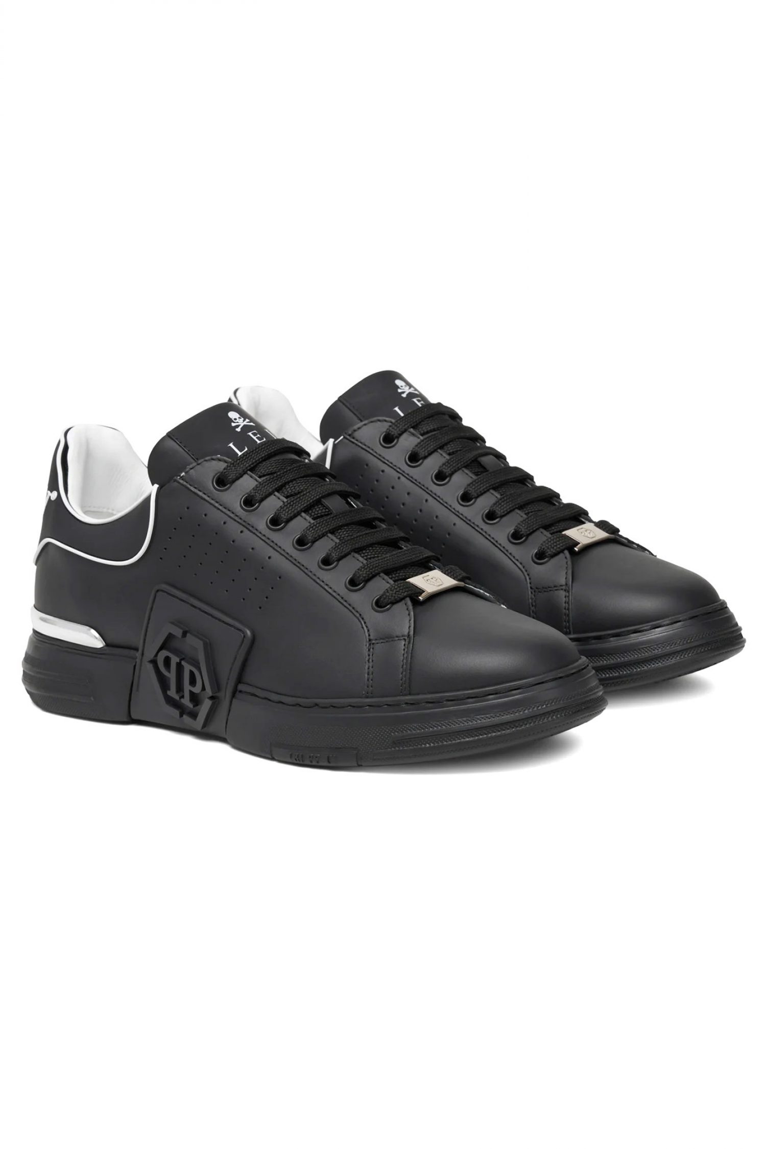 PHILIPP PLEIN ΠΑΠΟΥΤΣΙΑ SNEAKERS LOW TOP HEXAGON LOGO ΜΑΥΡΟ