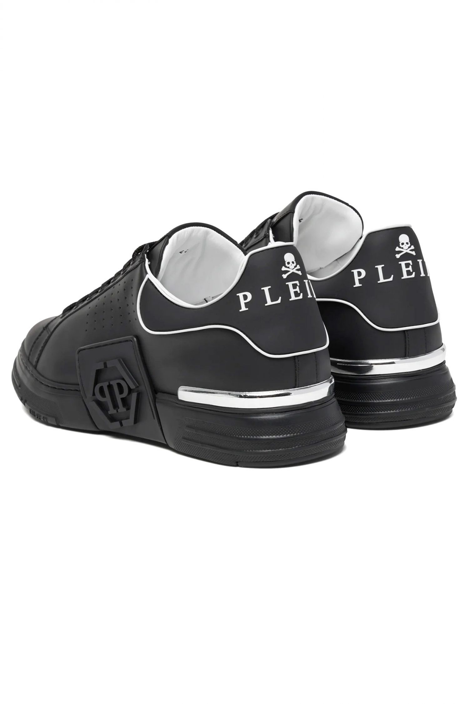 PHILIPP PLEIN ΠΑΠΟΥΤΣΙΑ SNEAKERS LOW TOP HEXAGON LOGO ΜΑΥΡΟ