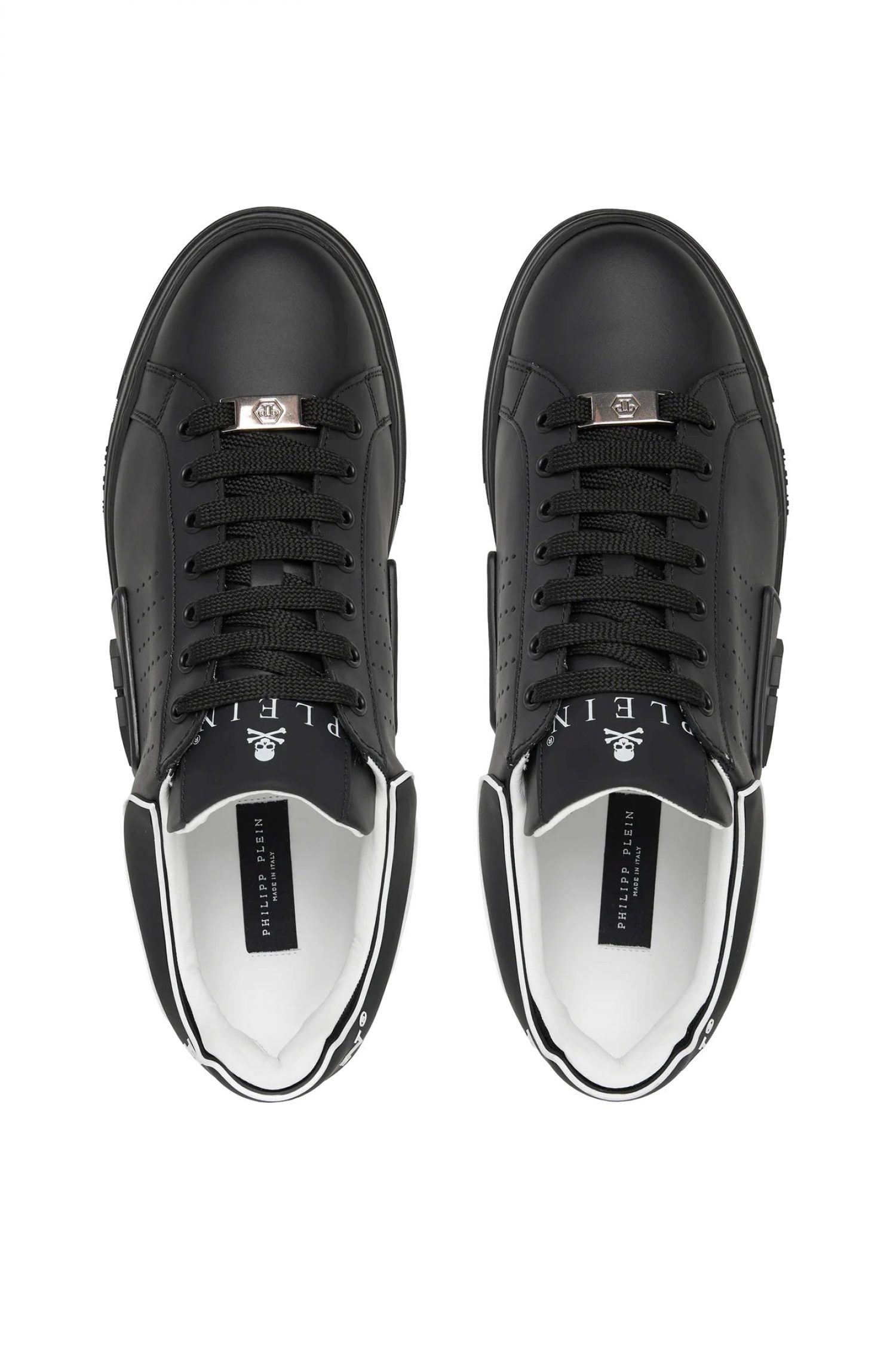 PHILIPP PLEIN ΠΑΠΟΥΤΣΙΑ SNEAKERS LOW TOP HEXAGON LOGO ΜΑΥΡΟ
