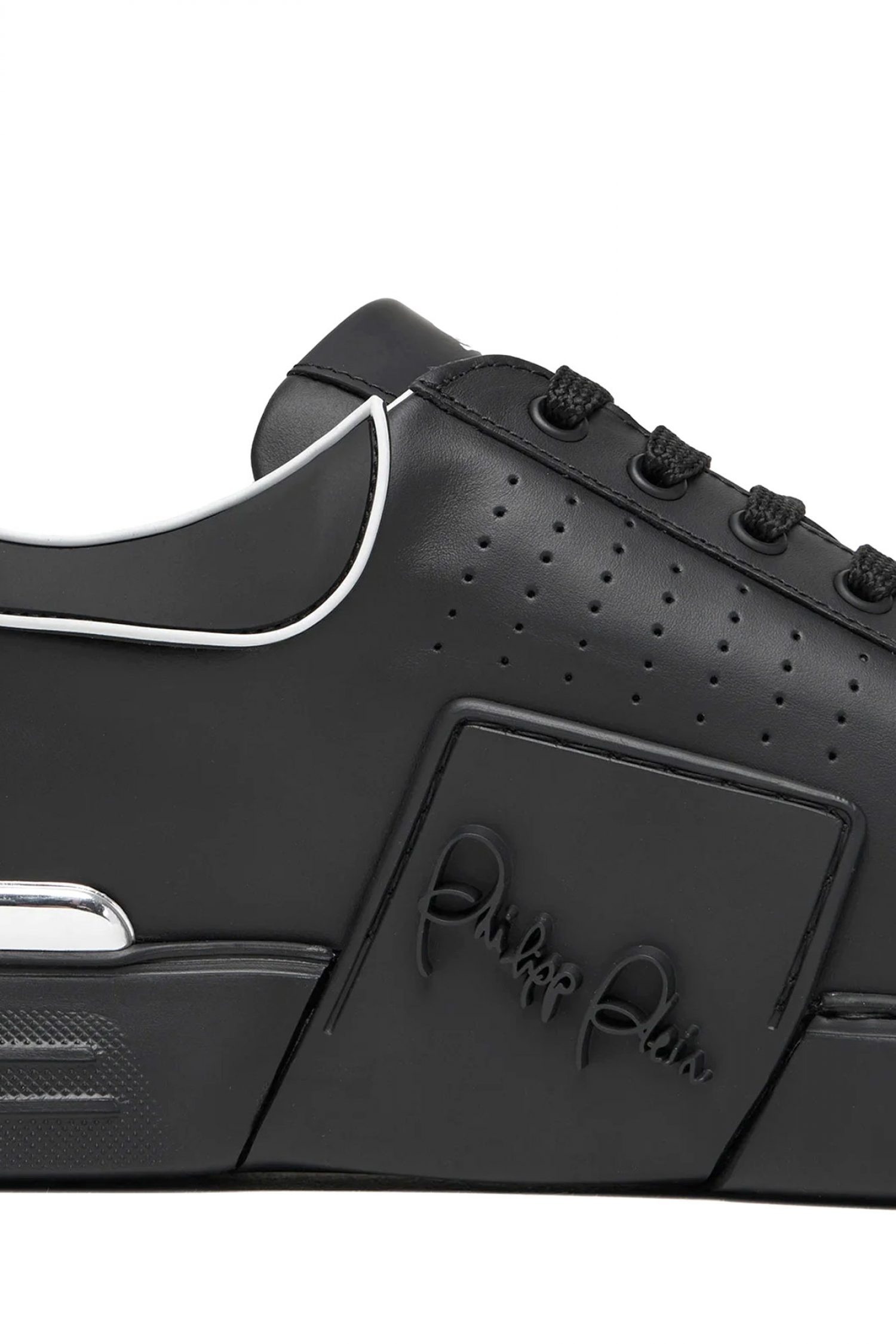 PHILIPP PLEIN ΠΑΠΟΥΤΣΙΑ SNEAKERS LOW TOP HEXAGON LOGO ΜΑΥΡΟ