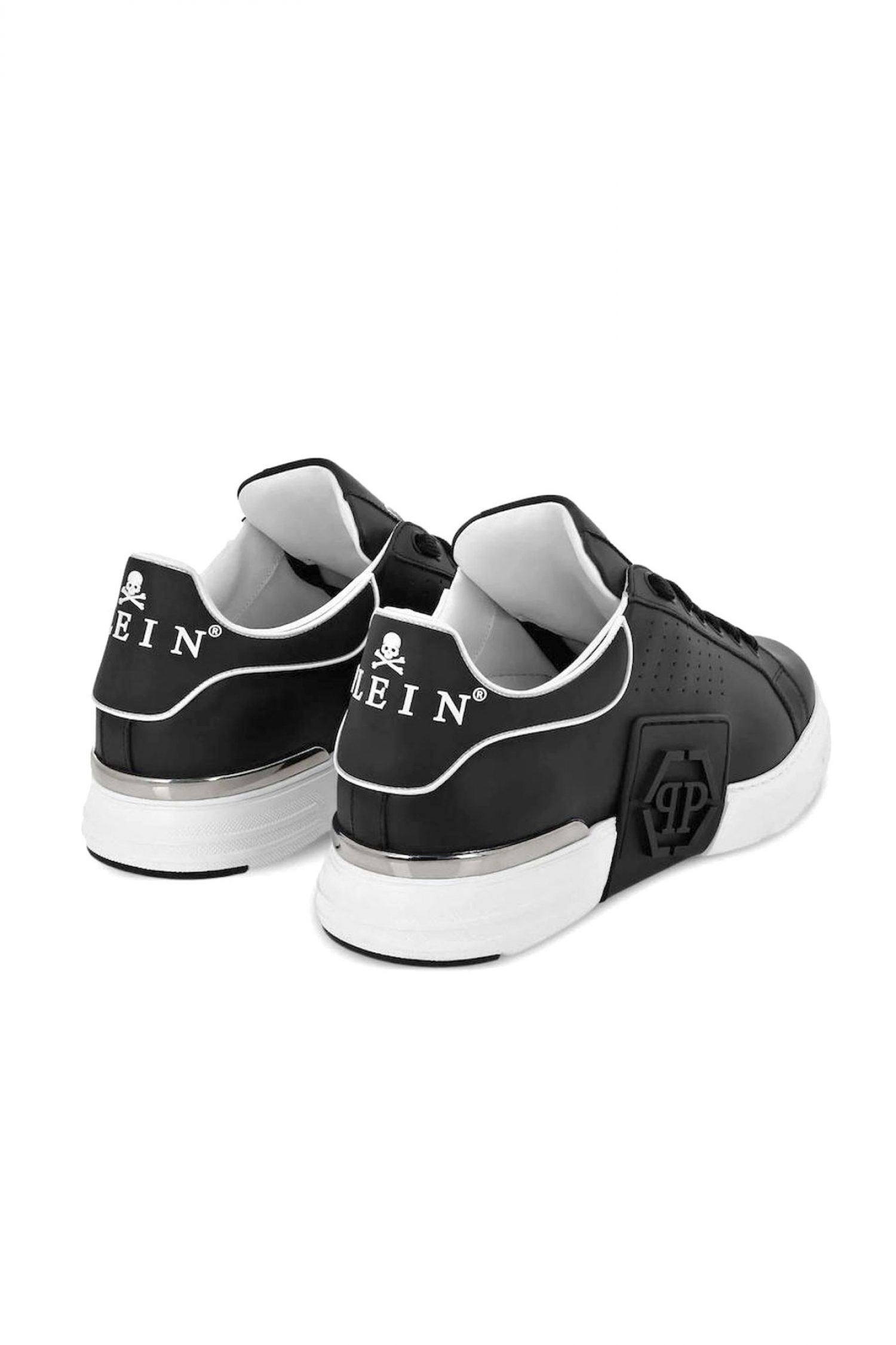 PHILIPP PLEIN ΠΑΠΟΥΤΣΙΑ SNEAKERS LOW TOP HEXAGON LOGO ΜΑΥΡΟ